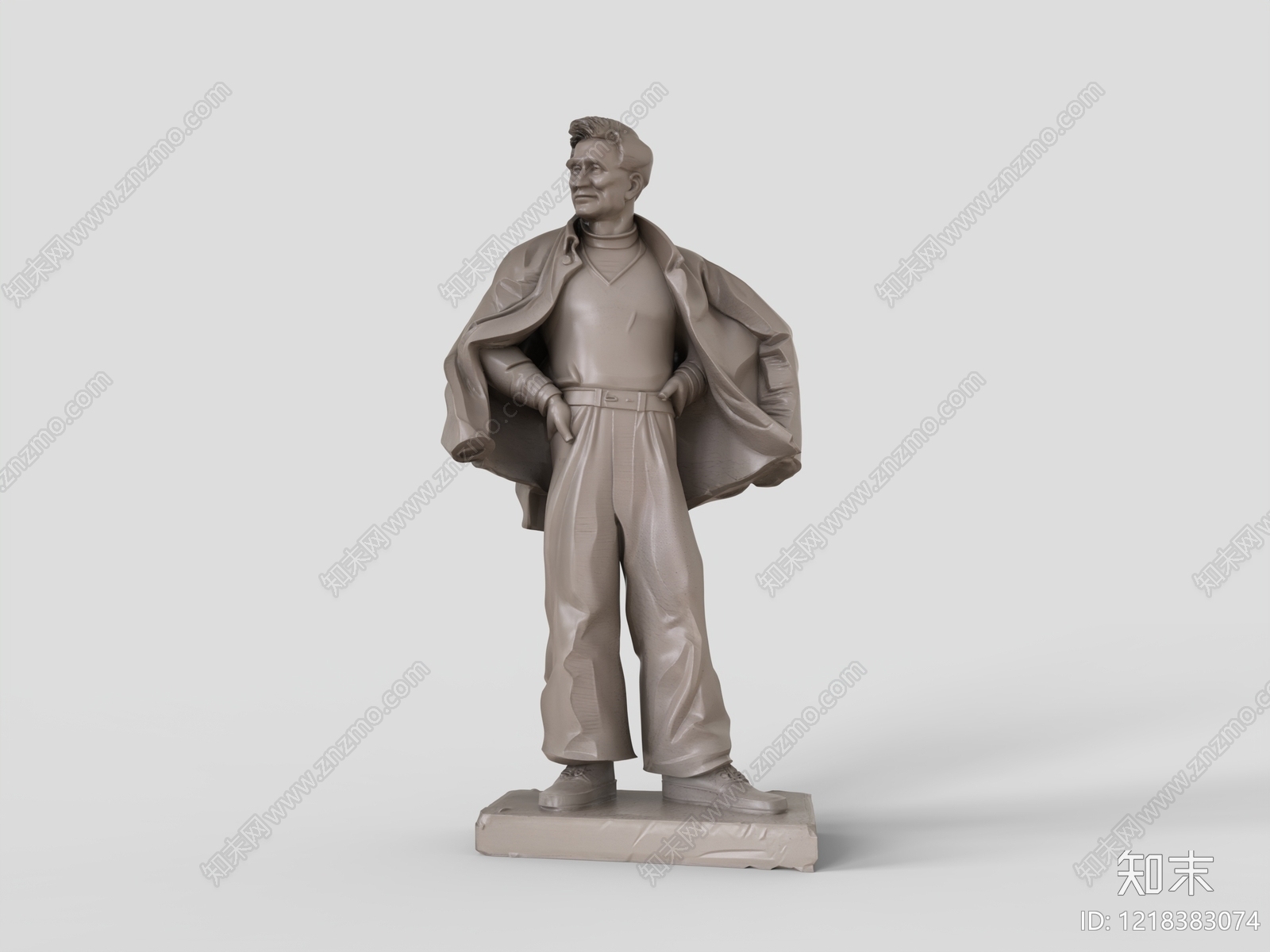 复古男人3D模型渲染效果图