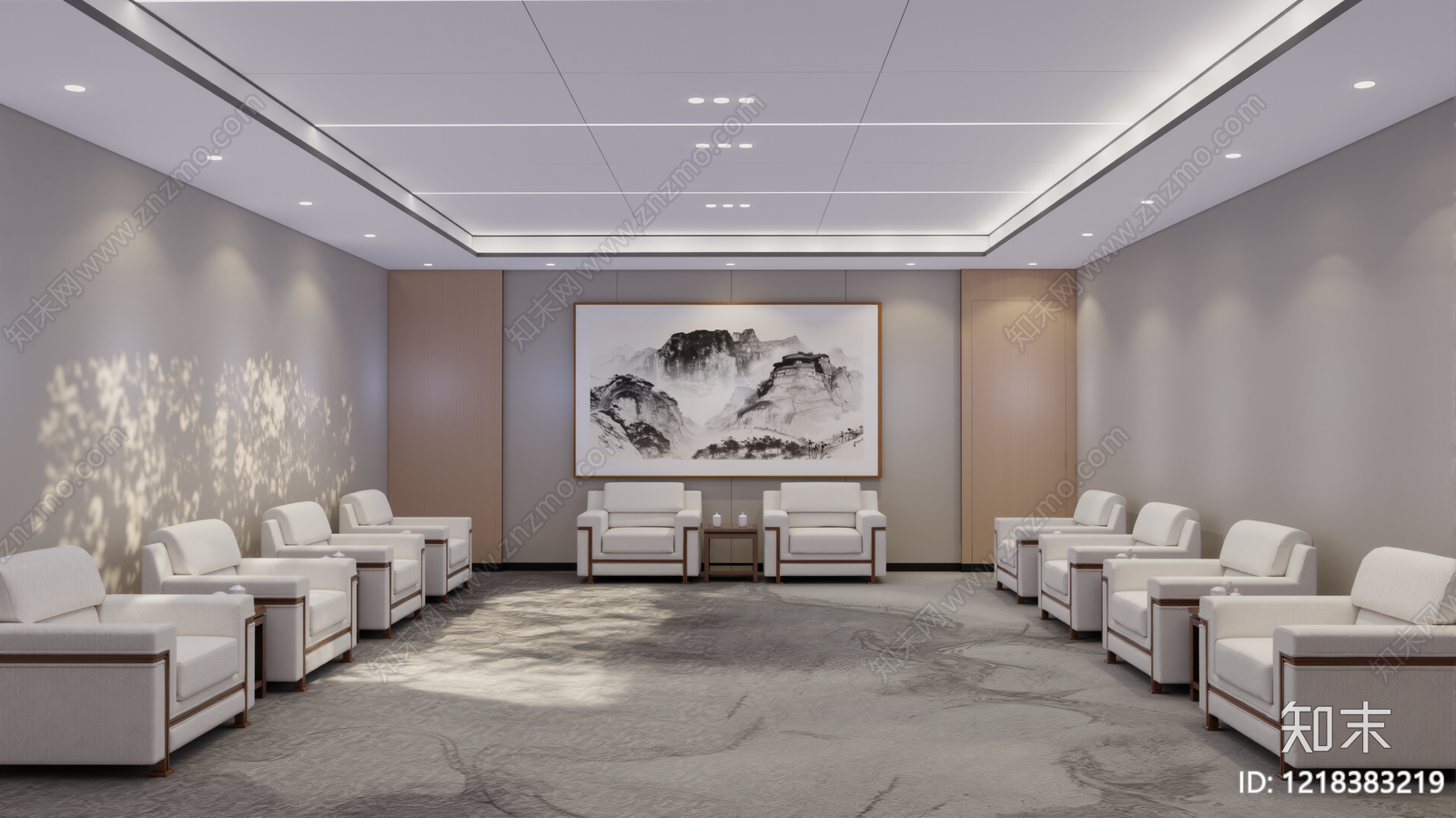 新中式接待室SU模型下载【ID:1218383219】