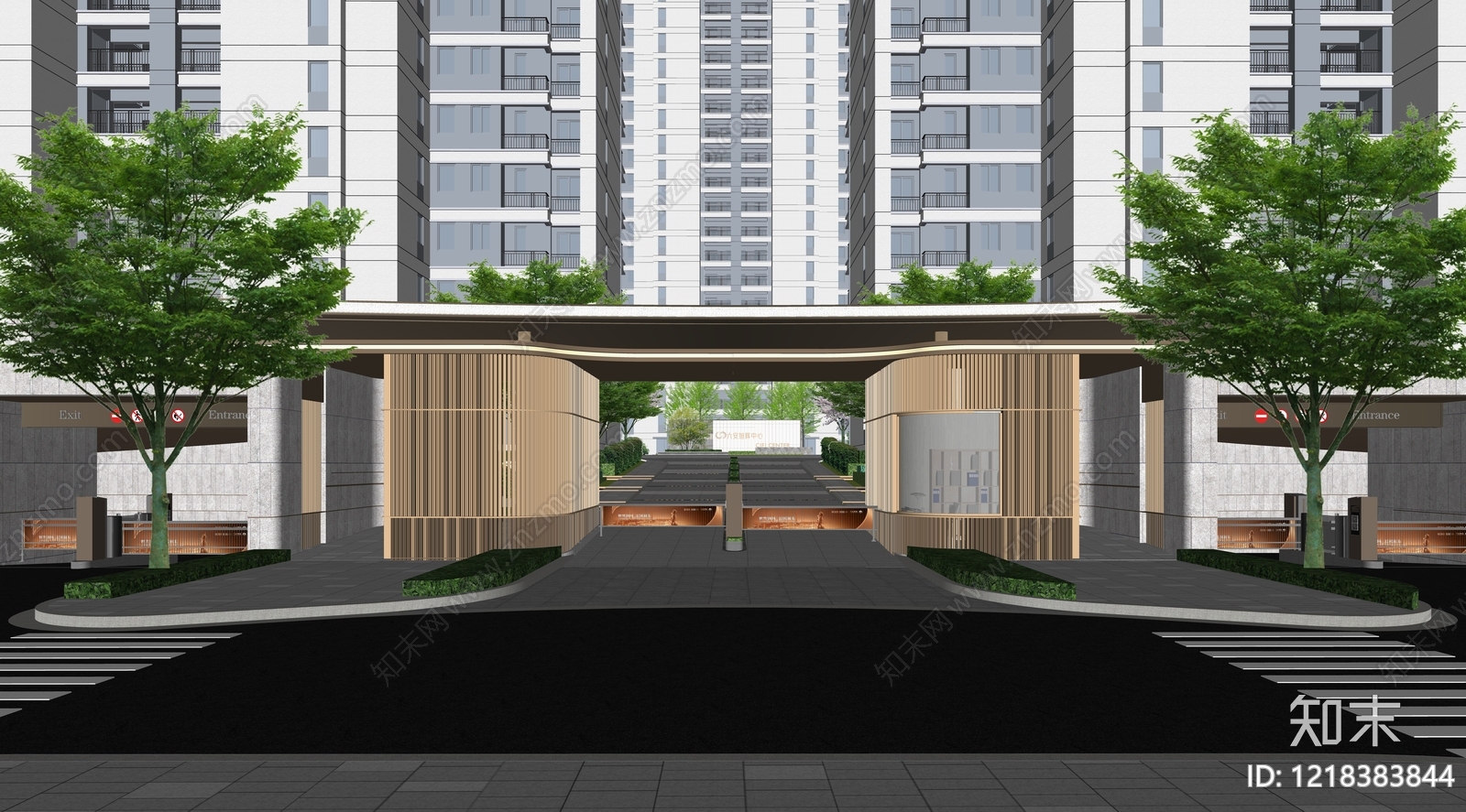 现代简约入口大门SU模型下载【ID:1218383844】
