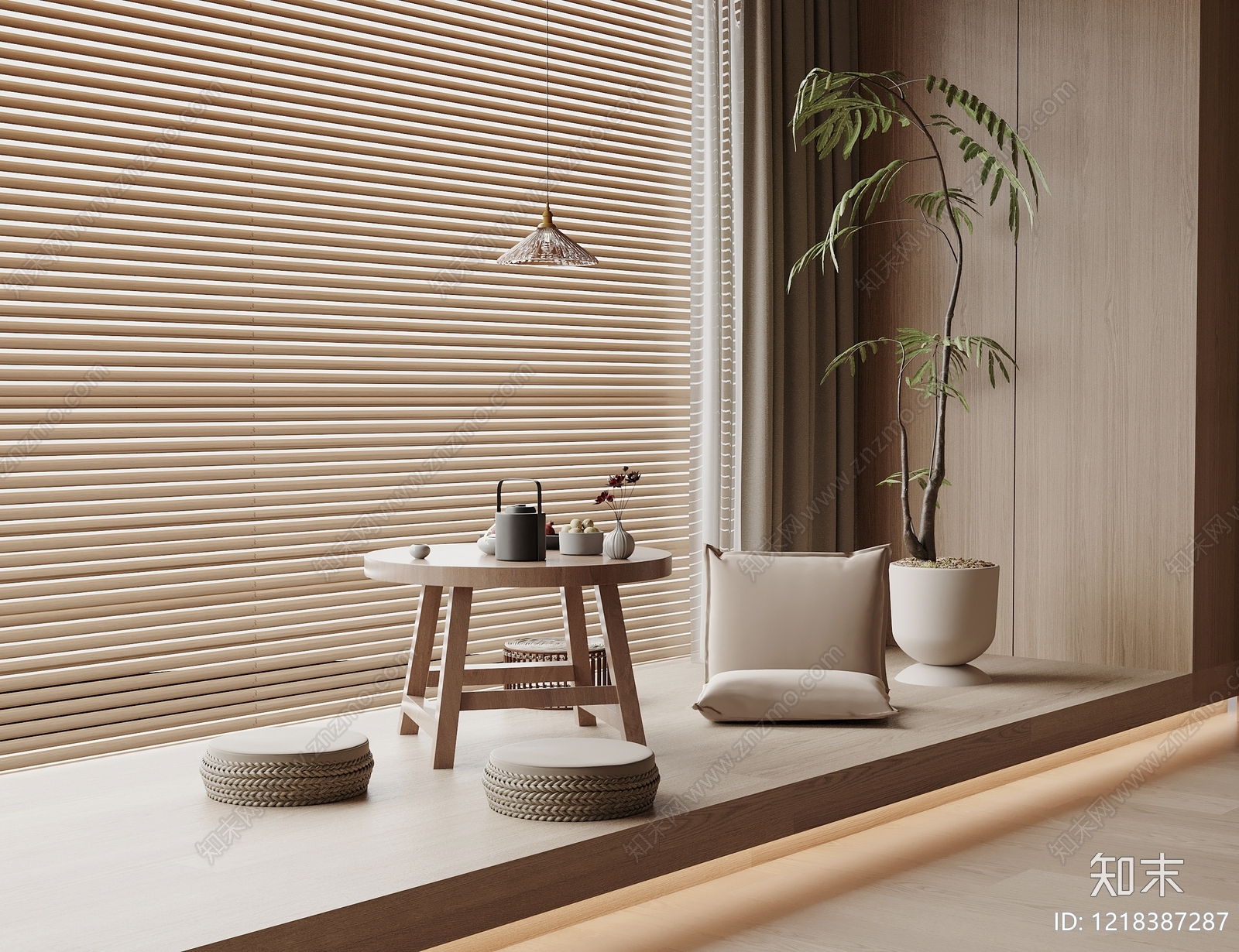 日式茶几SU模型下载【ID:1218387287】