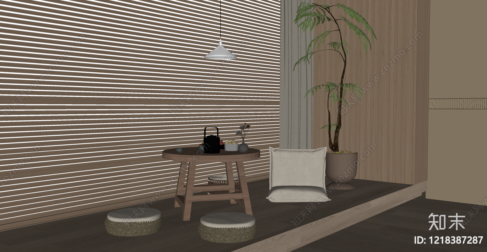 日式茶几SU模型下载【ID:1218387287】