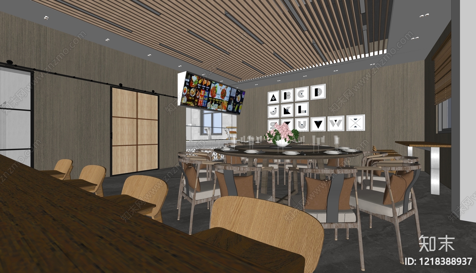 新中式中餐厅SU模型下载【ID:1218388937】