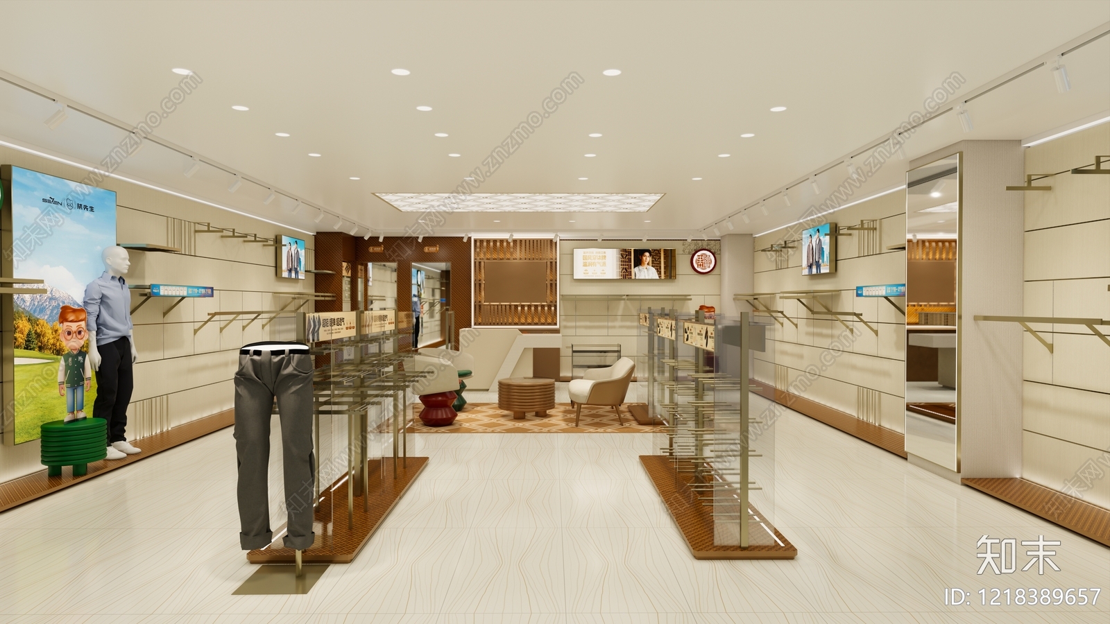奶油风服装店SU模型下载【ID:1218389657】