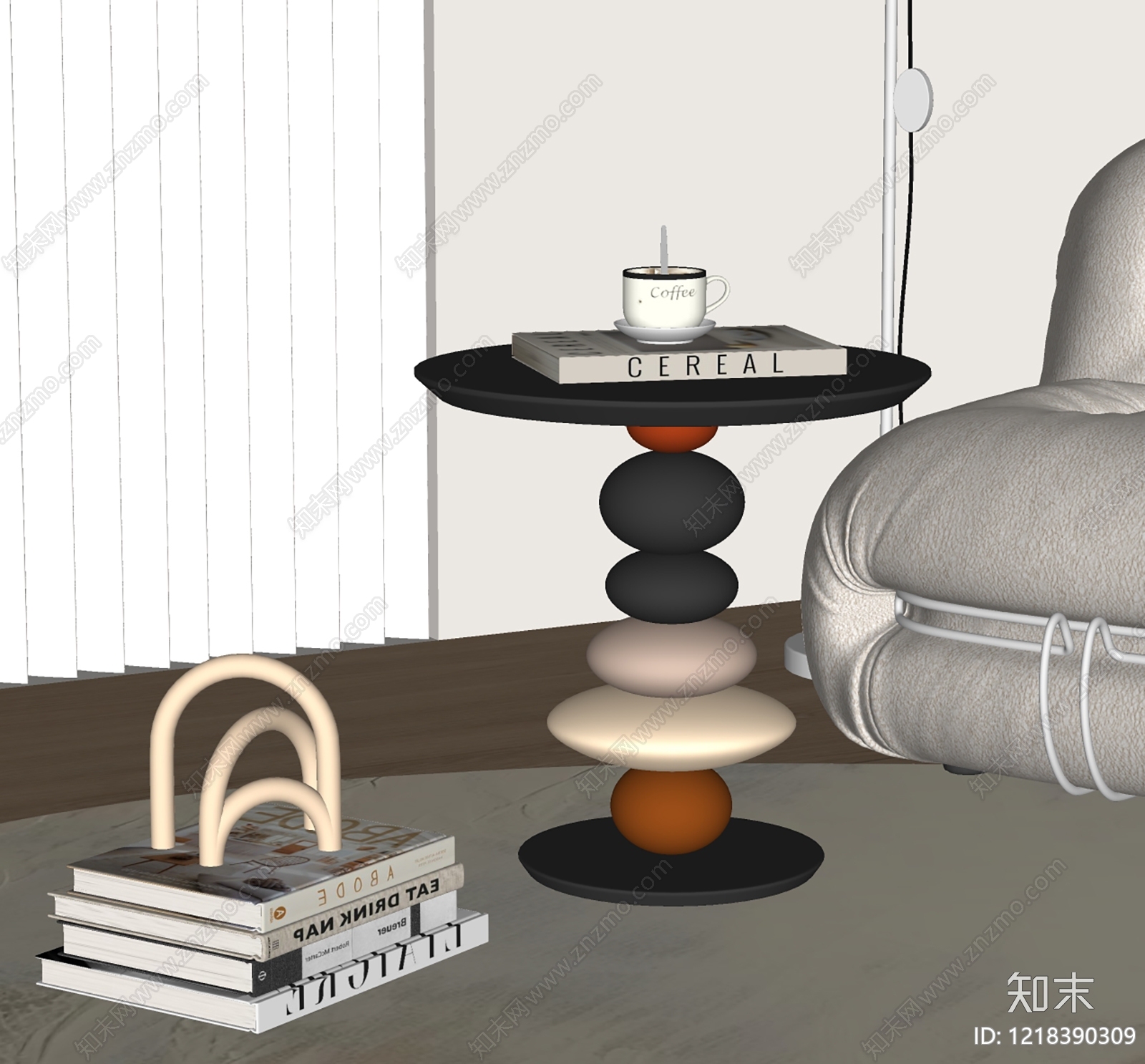奶油风边几SU模型下载【ID:1218390309】