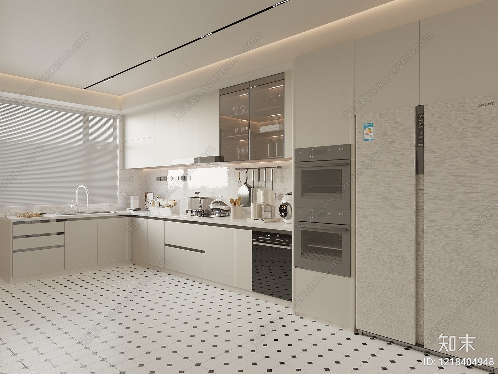 现代简约封闭式厨房3D模型下载【ID:1218404948】