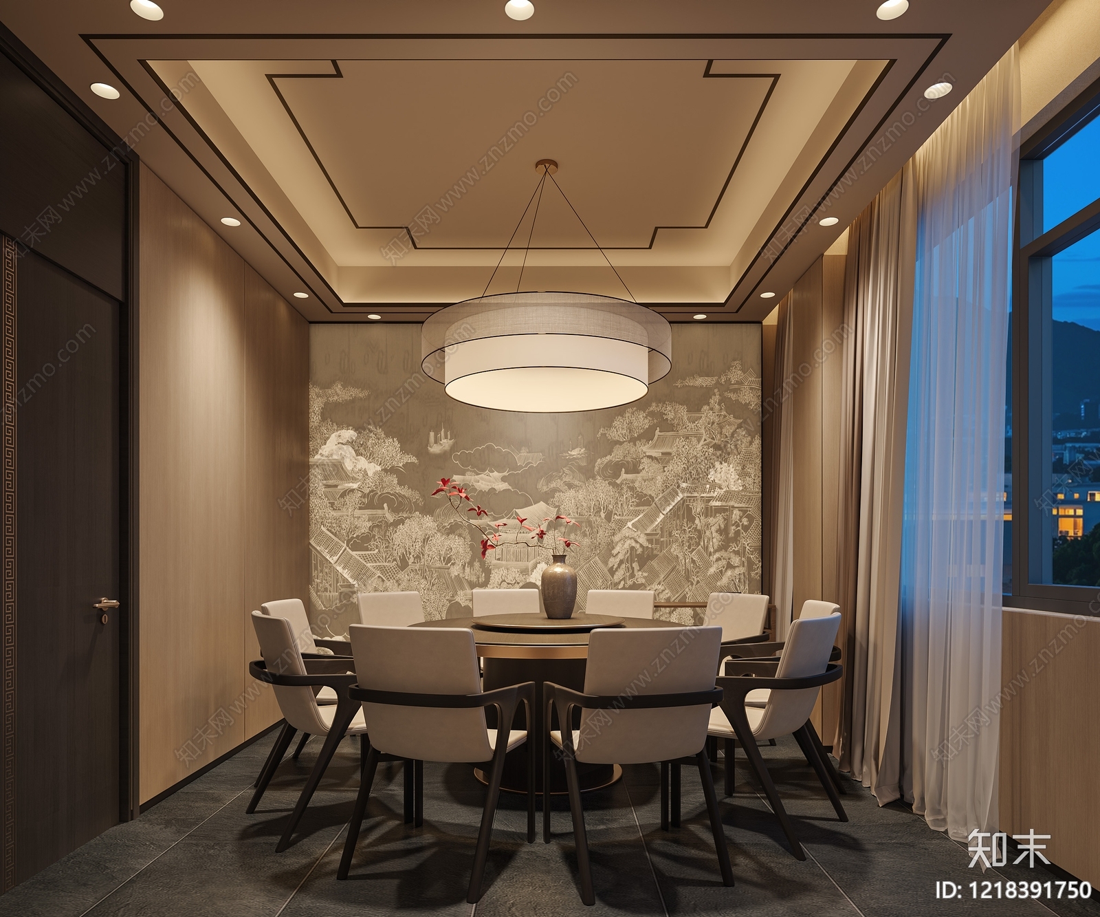 新中式包厢3D模型下载【ID:1218391750】