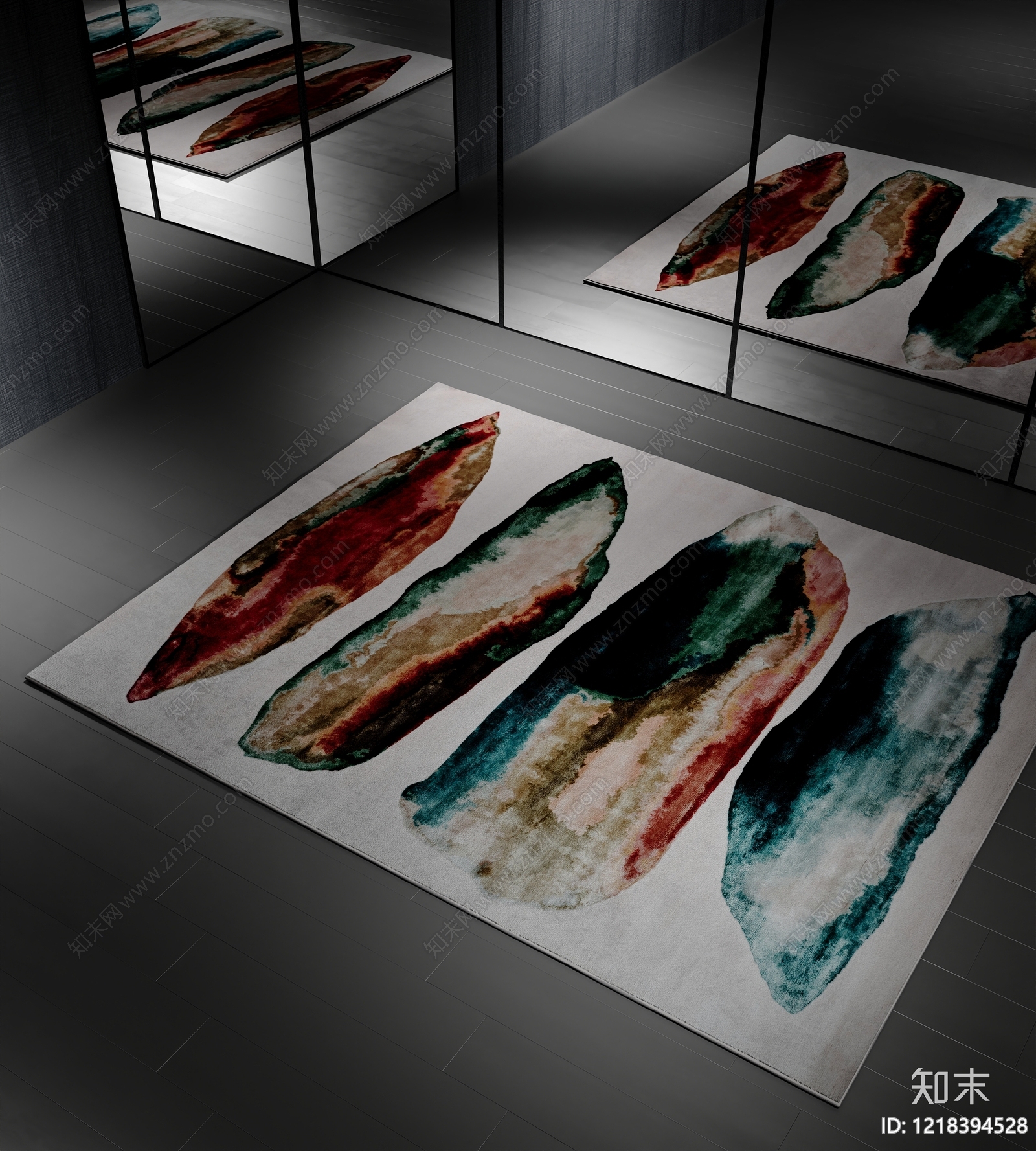 现代极简儿童地毯3D模型渲染效果图