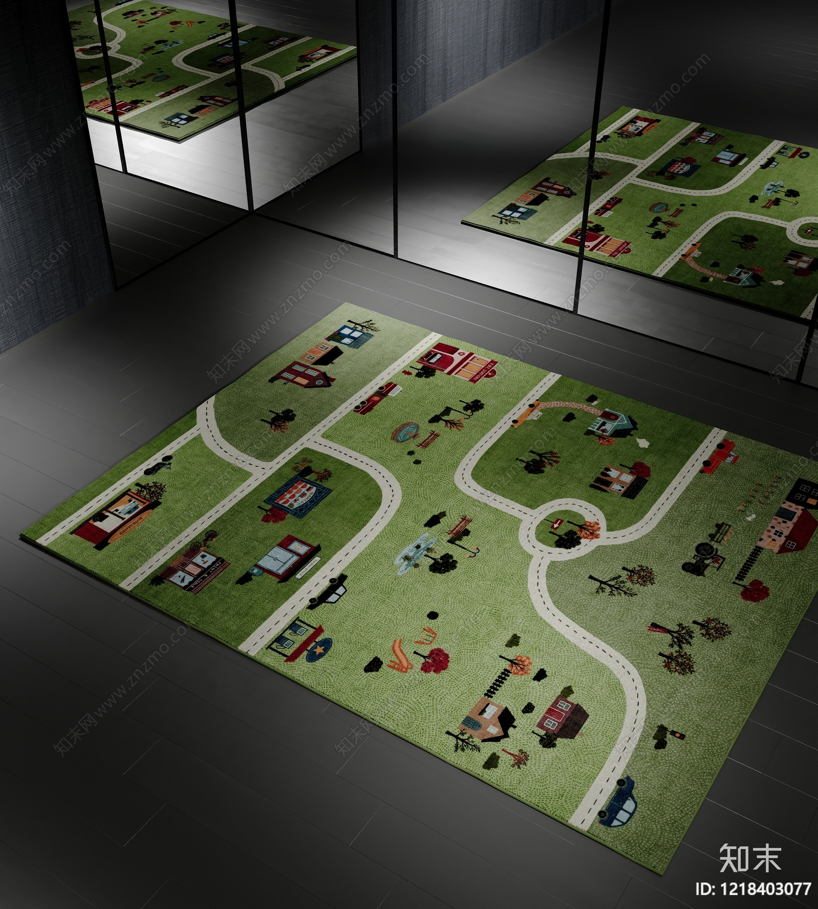 现代简约儿童地毯3D模型渲染效果图