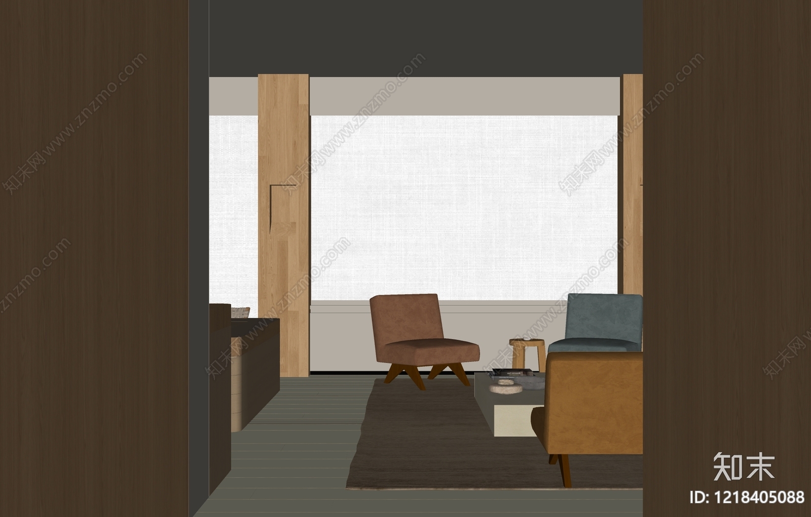 现代简约家居客厅SU模型下载【ID:1218405088】