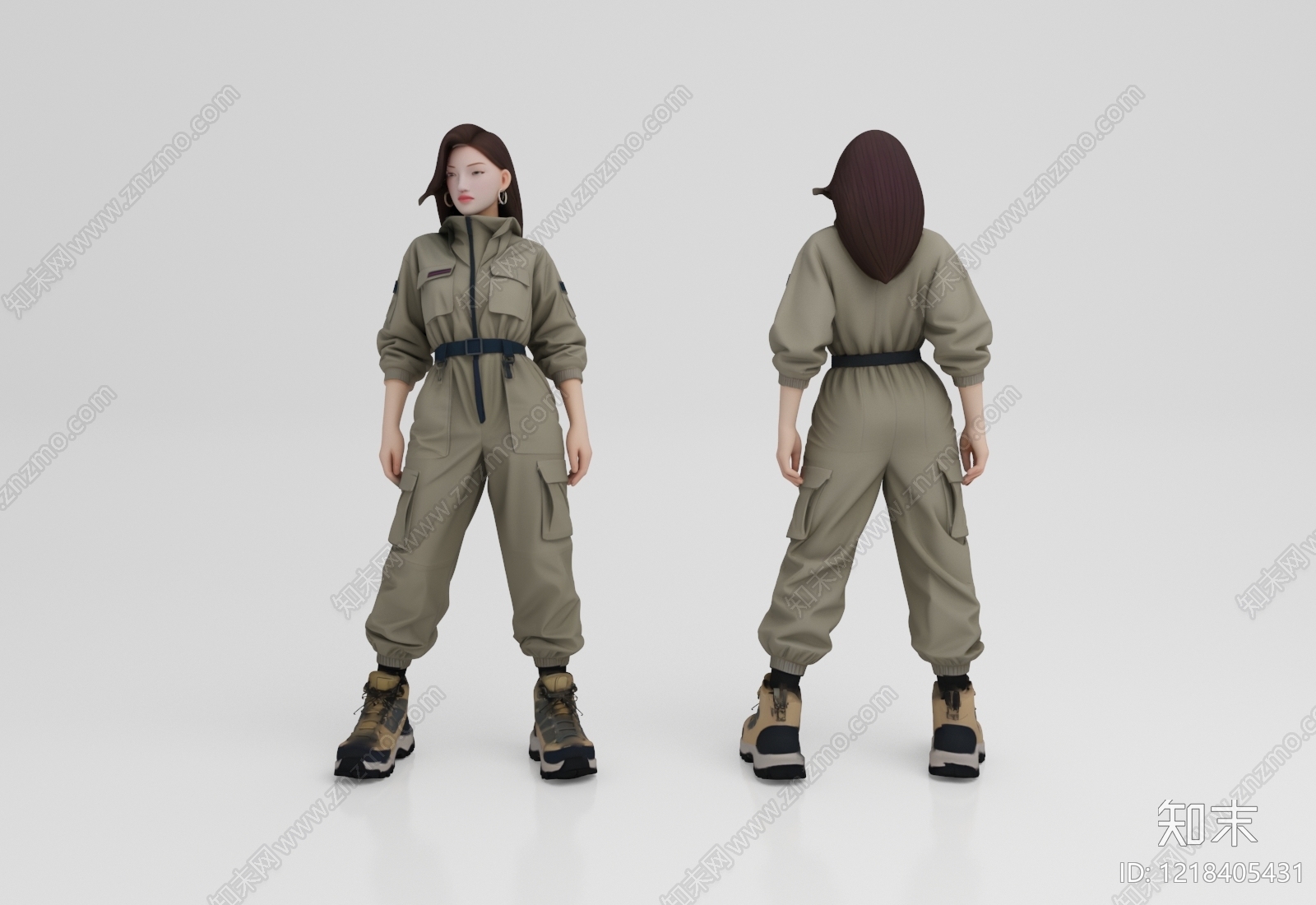工装风虚拟人物3D模型渲染效果图