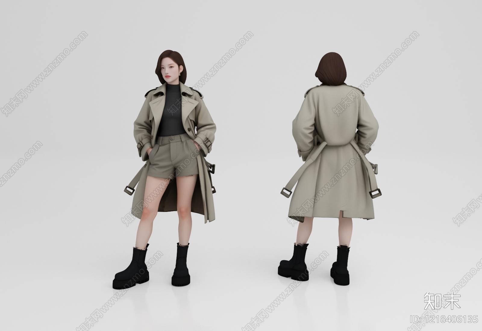 现代简约虚拟人物3D模型下载【ID:1218406135】