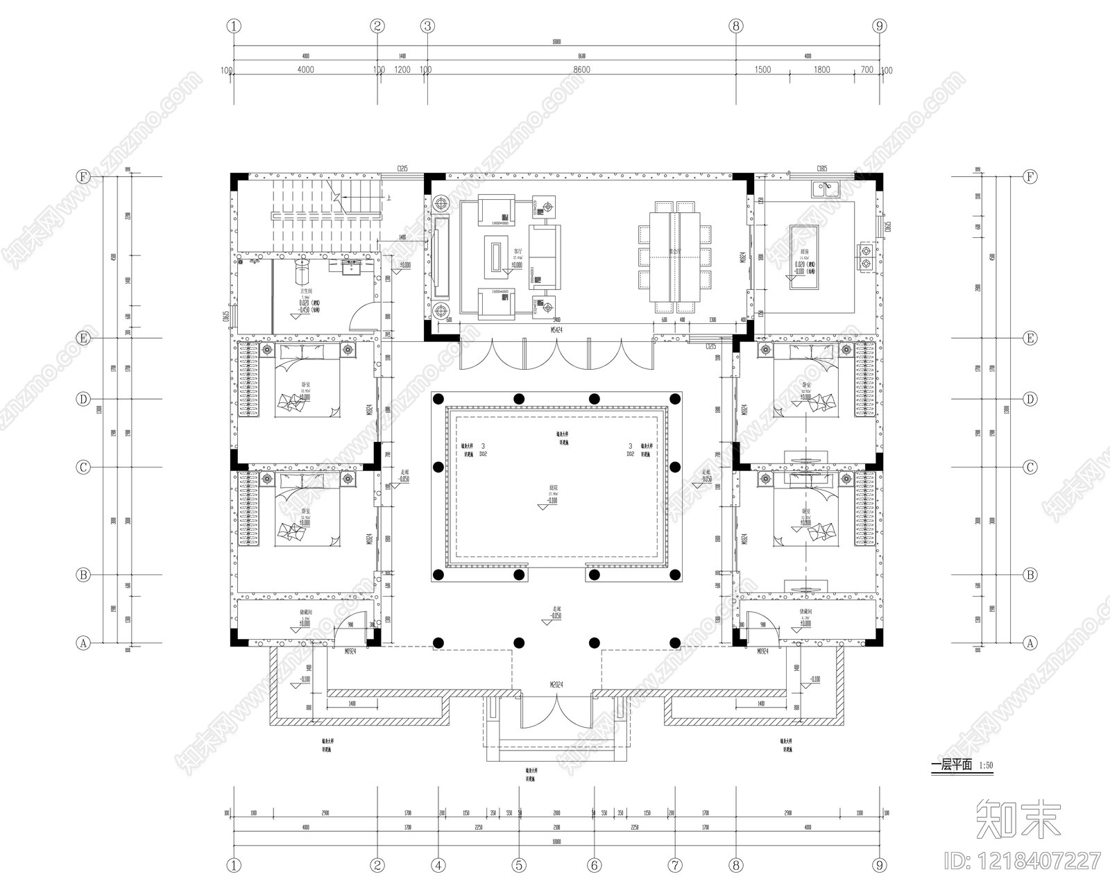 四合院cad施工图下载【ID:1218407227】