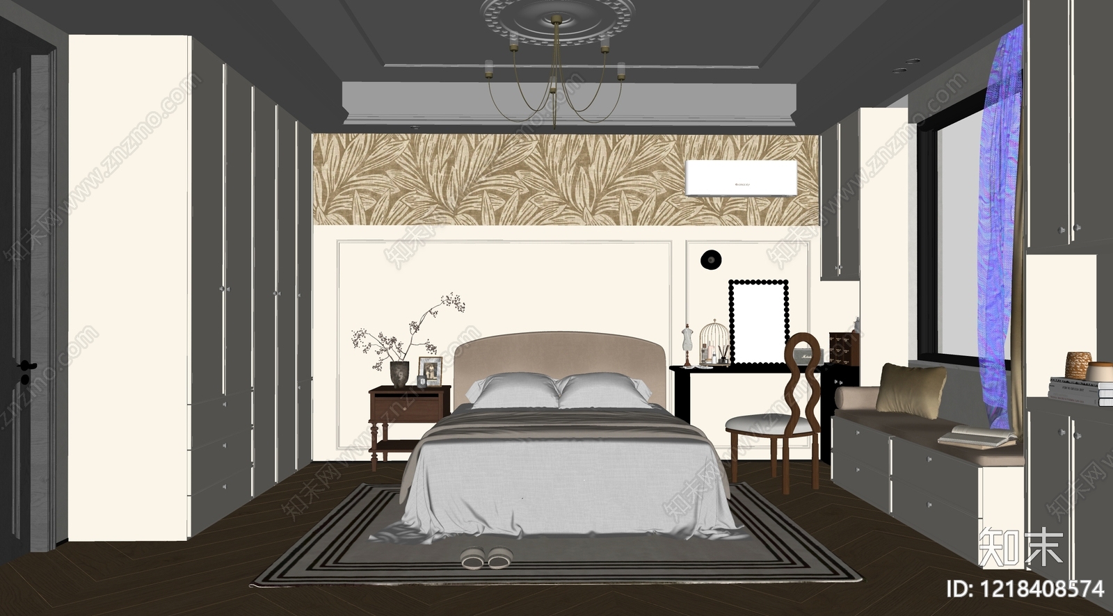 美式主卧SU模型下载【ID:1218408574】