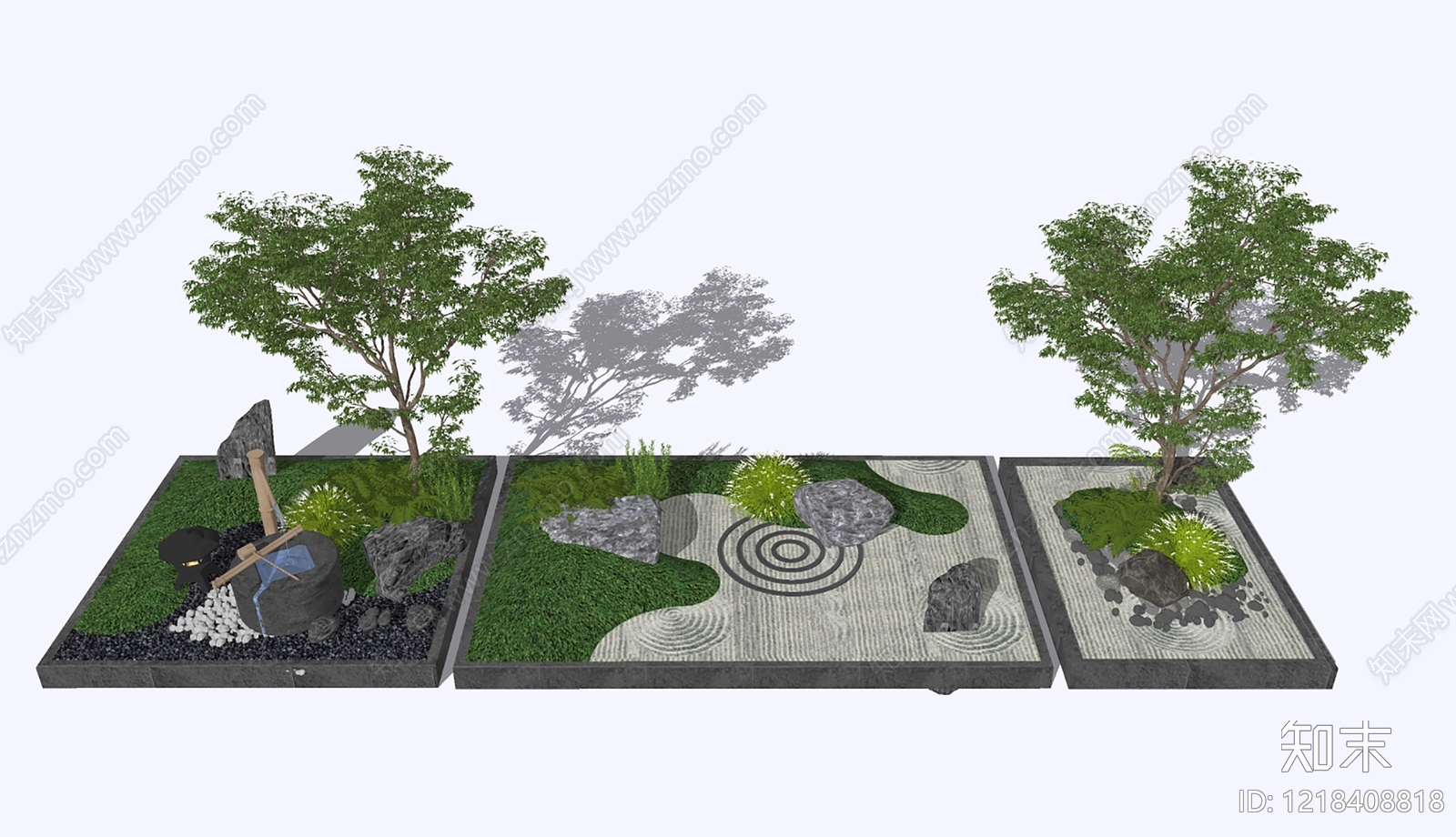 中式景观植物组合SU模型下载【ID:1218408818】