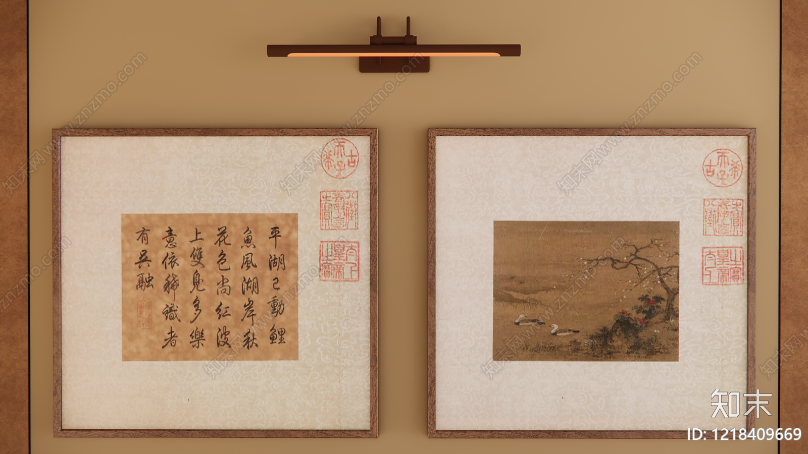 新中式禅意挂画SU模型下载【ID:1218409669】