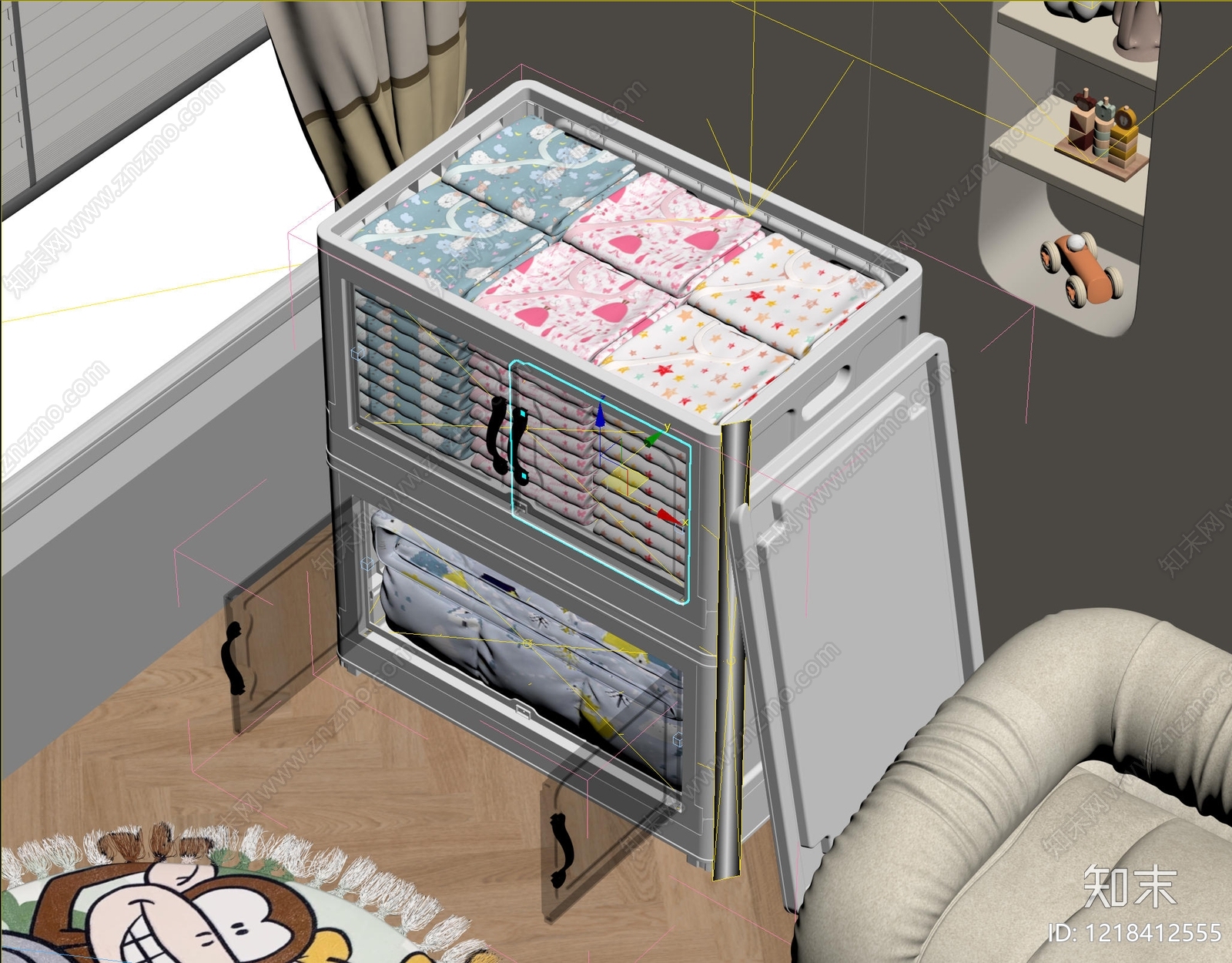 奶油风储物柜3D模型下载【ID:1218412555】