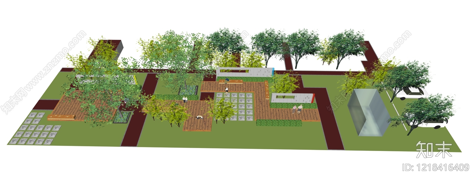现代简约景观口袋公园SU模型下载【ID:1218416409】