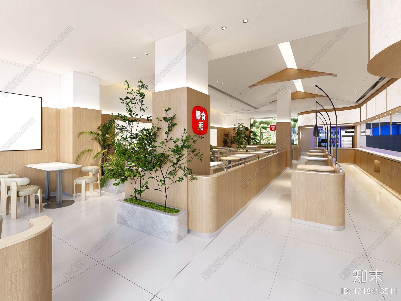 原木风自助餐厅SU模型下载【ID:1218418511】