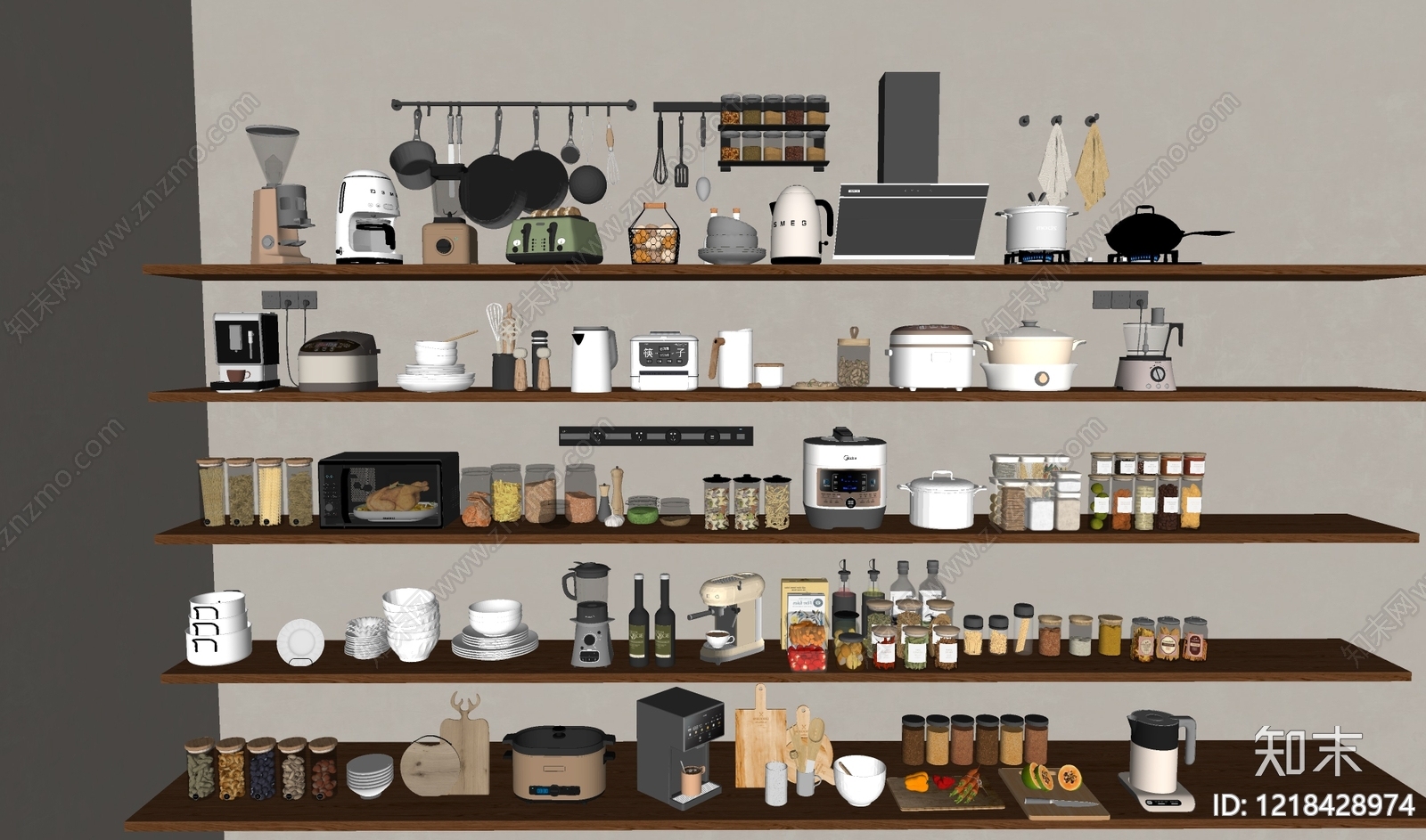 厨房用品组合SU模型下载【ID:1218428974】