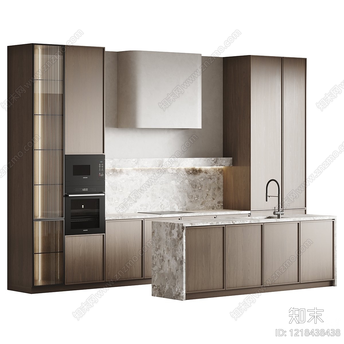 意式极简开放式厨房3D模型下载【ID:1218438438】