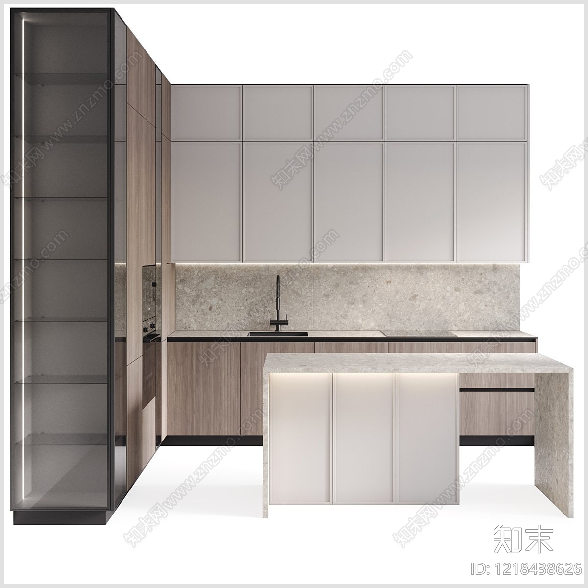 极简开放式厨房3D模型下载【ID:1218438626】