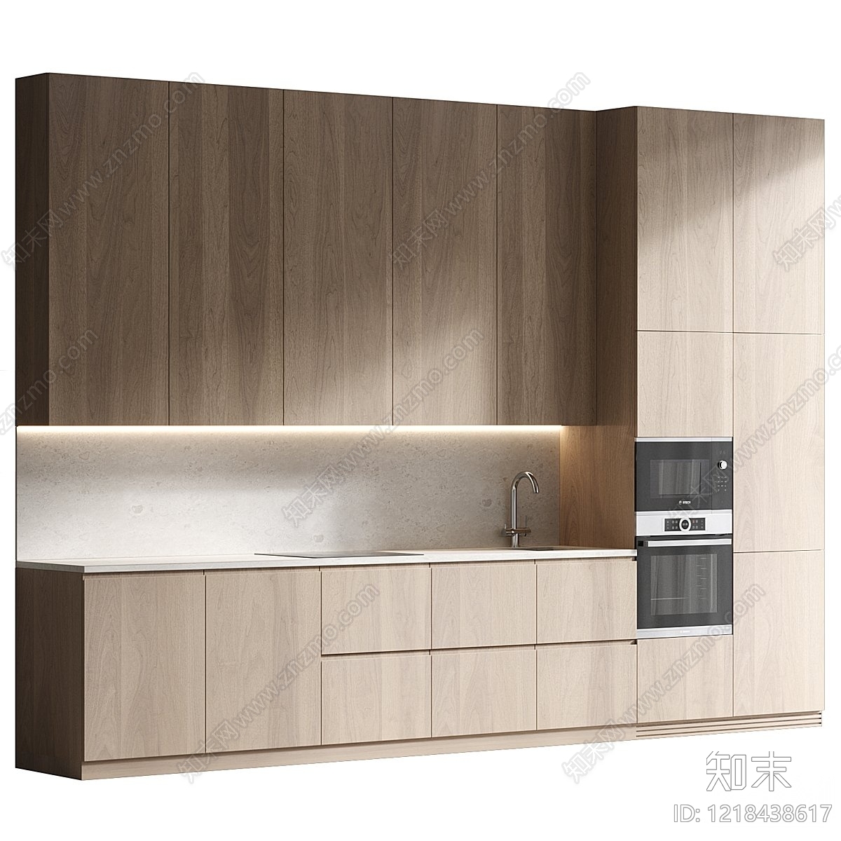 现代极简开放式厨房3D模型下载【ID:1218438617】