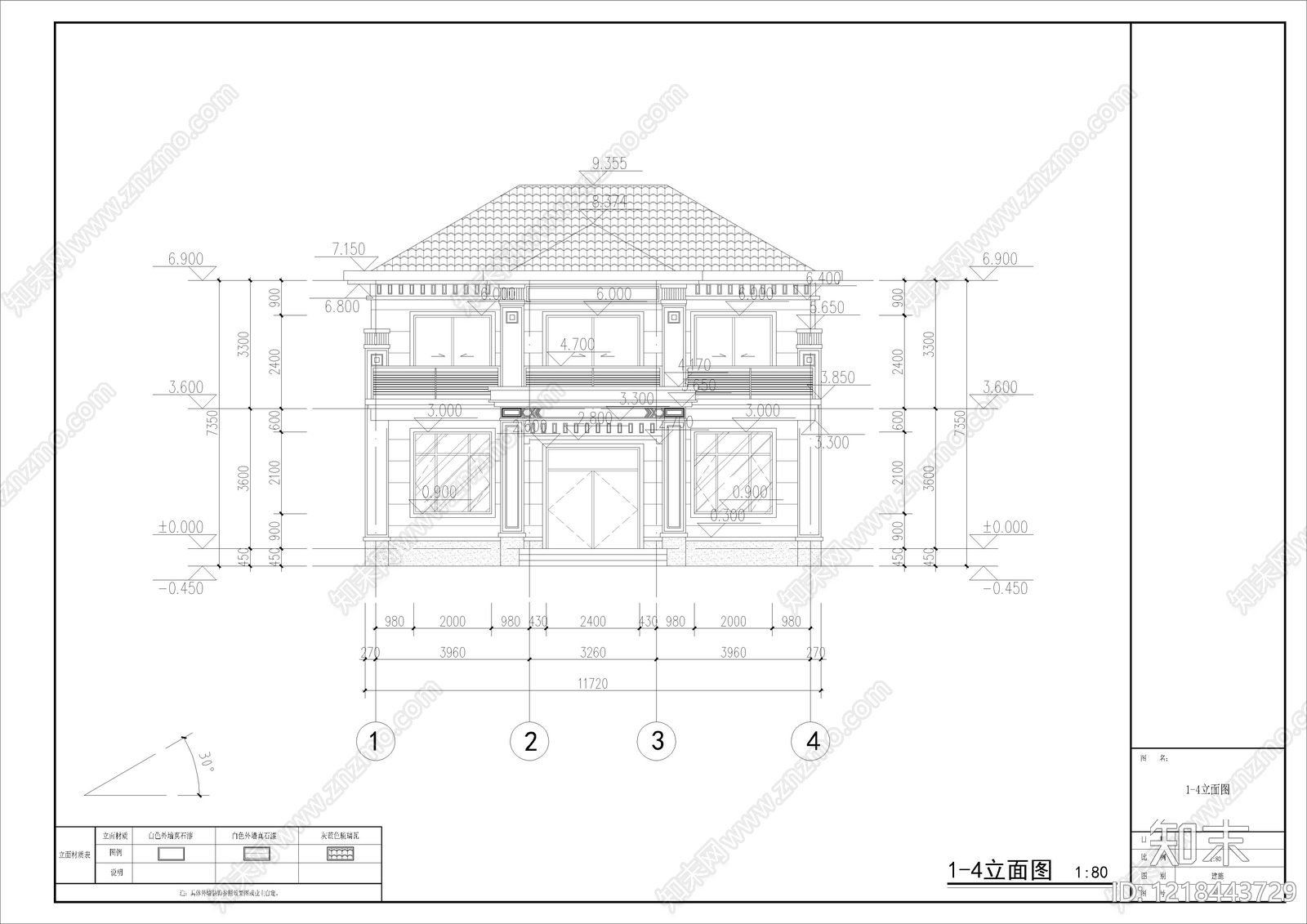 别墅建筑cad施工图下载【ID:1218443729】