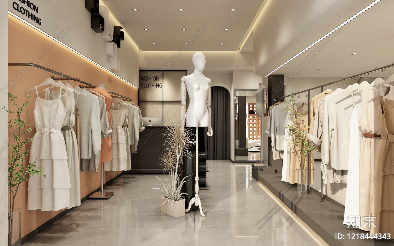 奶油风服装店3D模型下载【ID:1218444343】