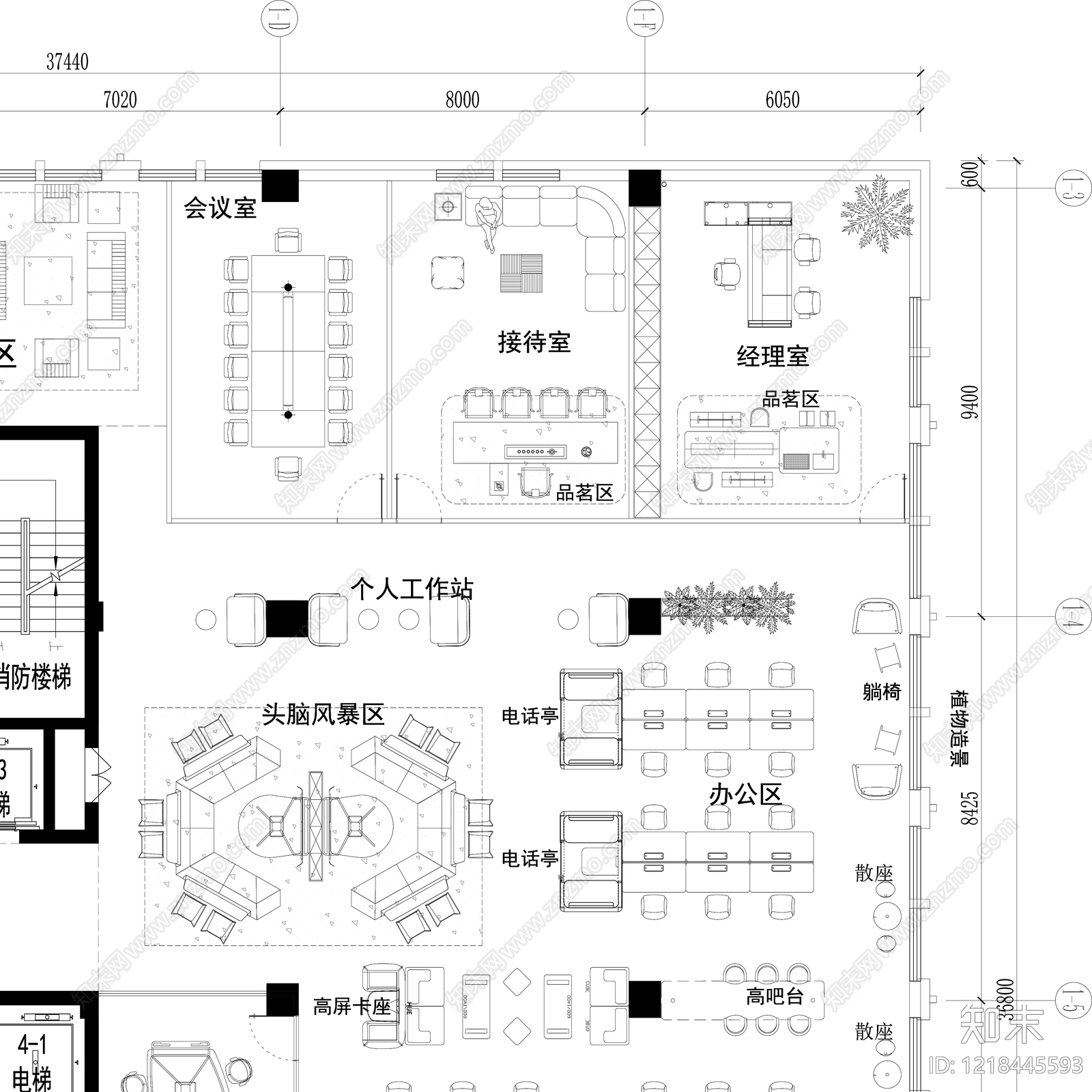 开放办公室cad施工图下载【ID:1218445593】