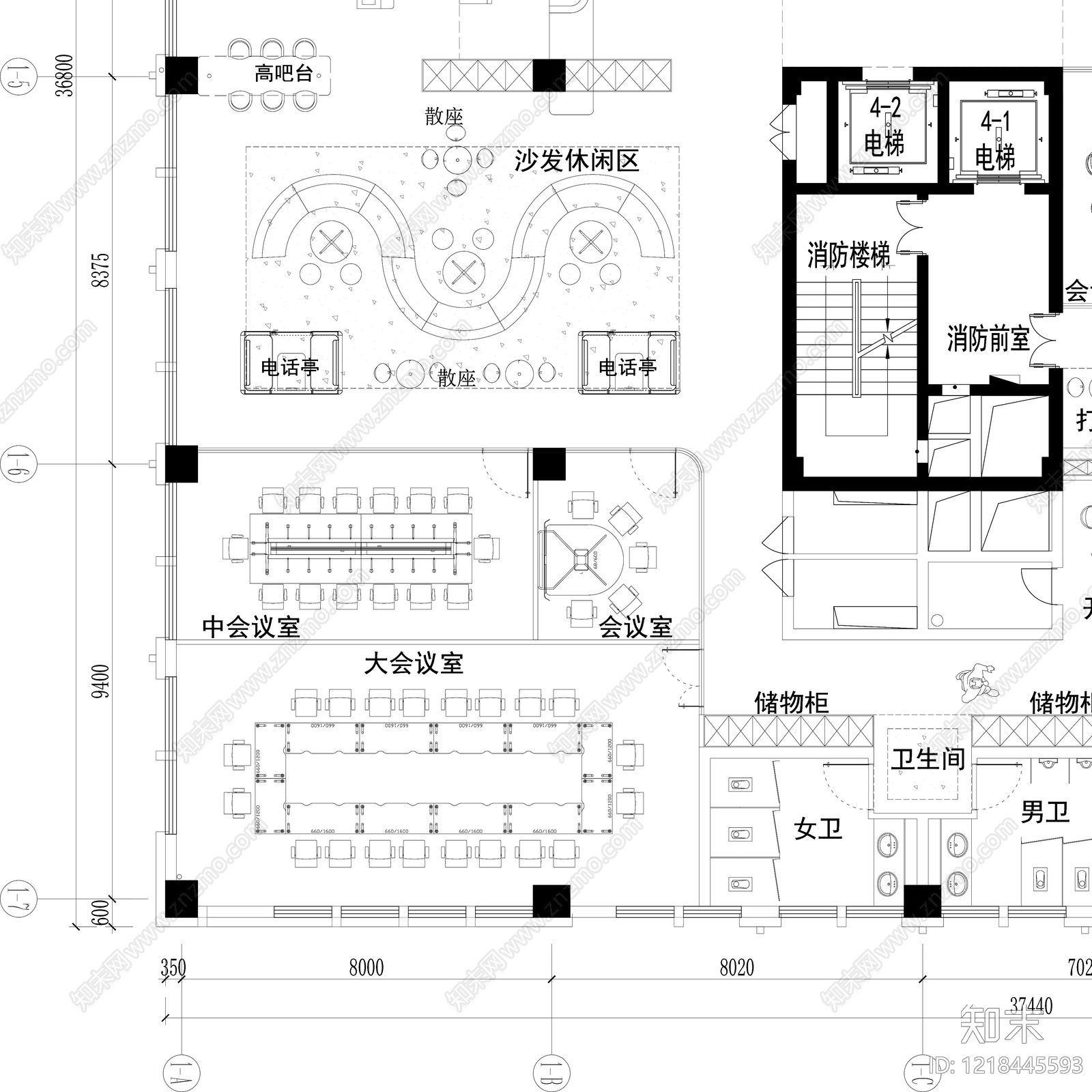 开放办公室cad施工图下载【ID:1218445593】