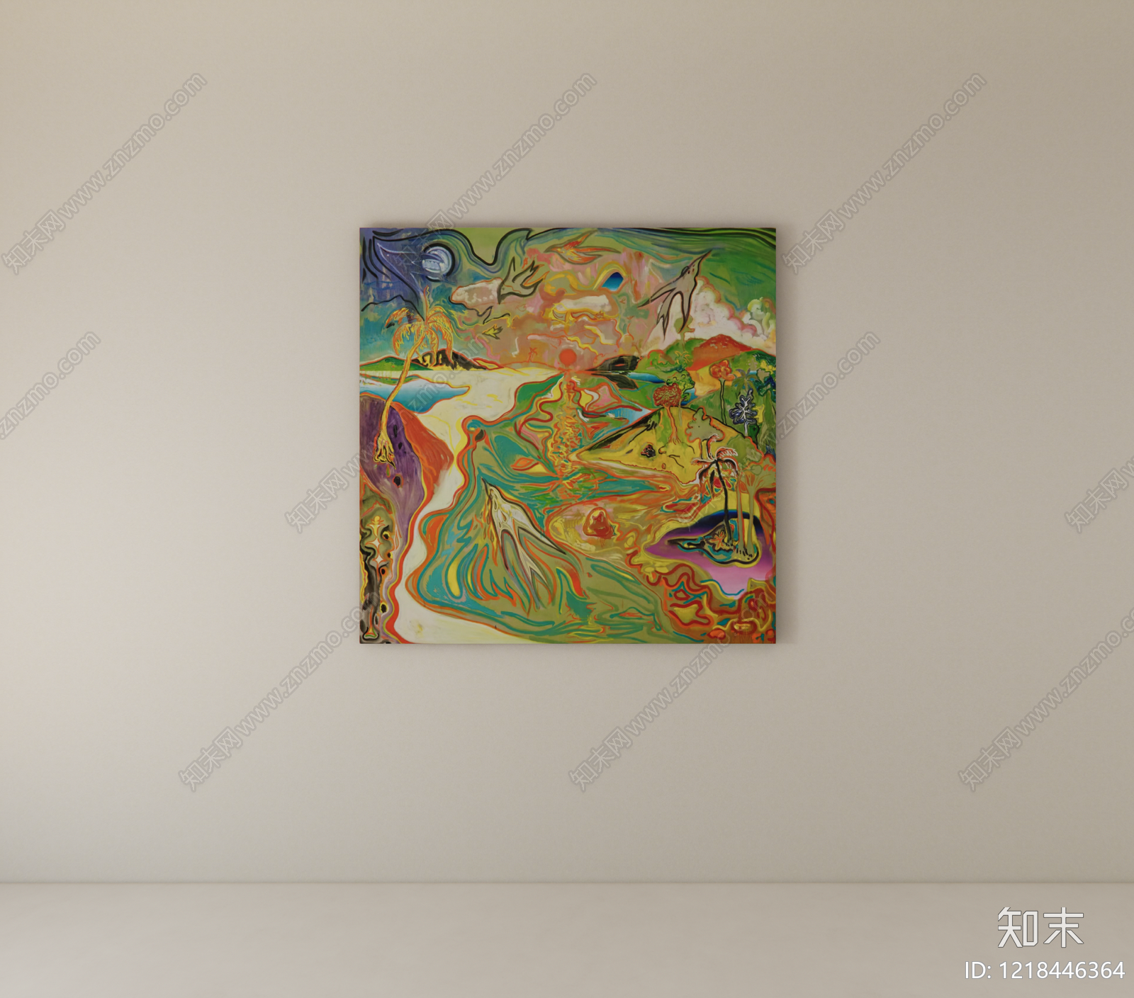 抽象表现主义挂画SU模型下载【ID:1218446364】