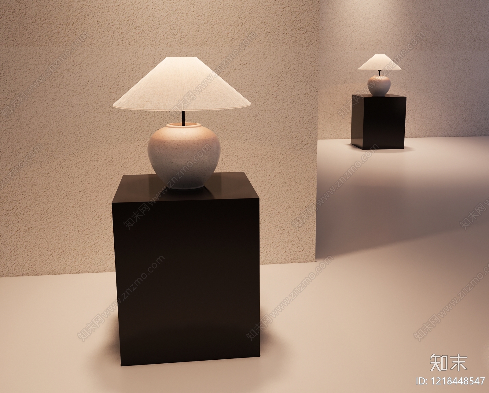 中古风艺术台灯SU模型下载【ID:1218448547】