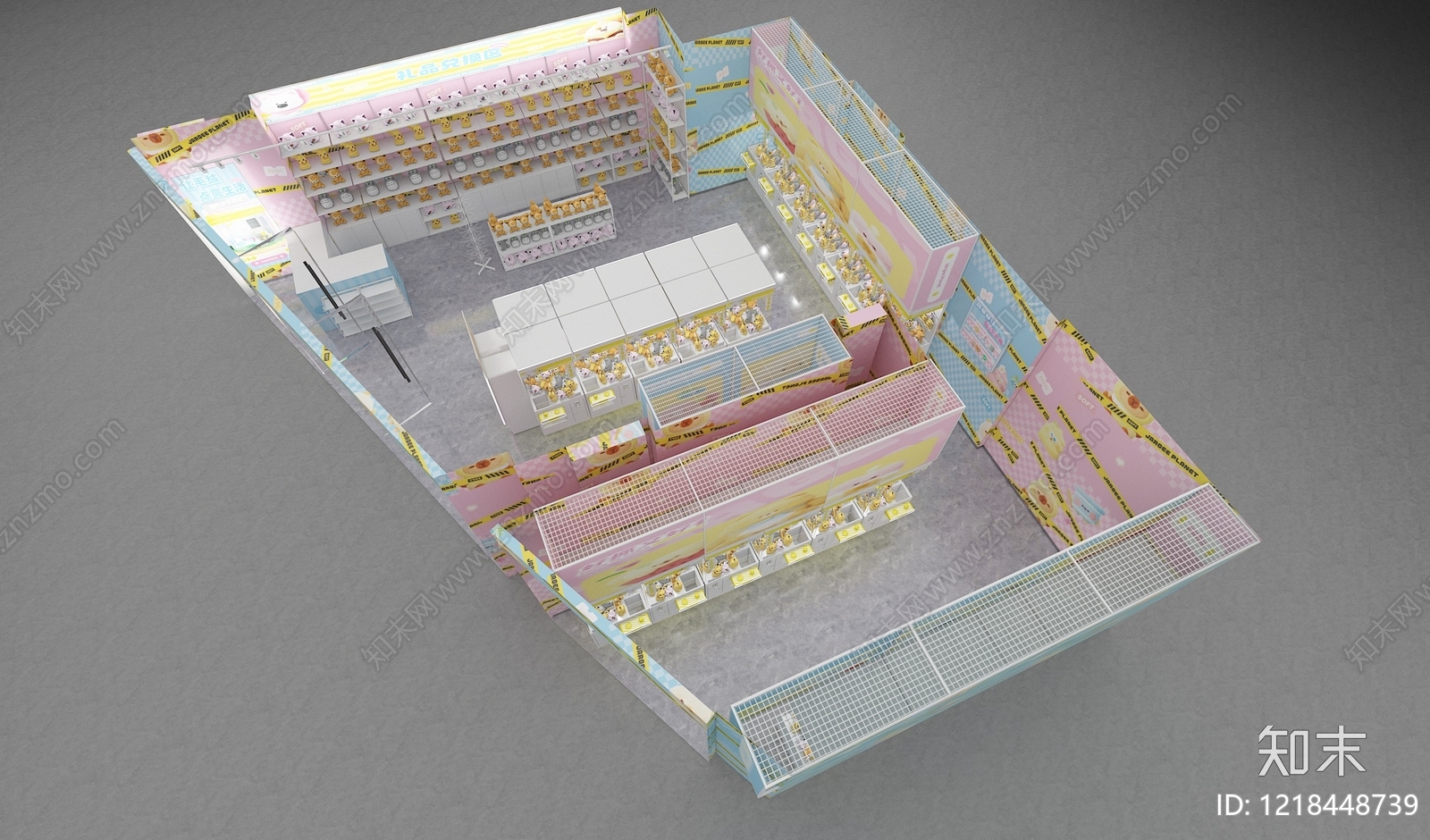 奶油风玩具礼品店3D模型渲染效果图