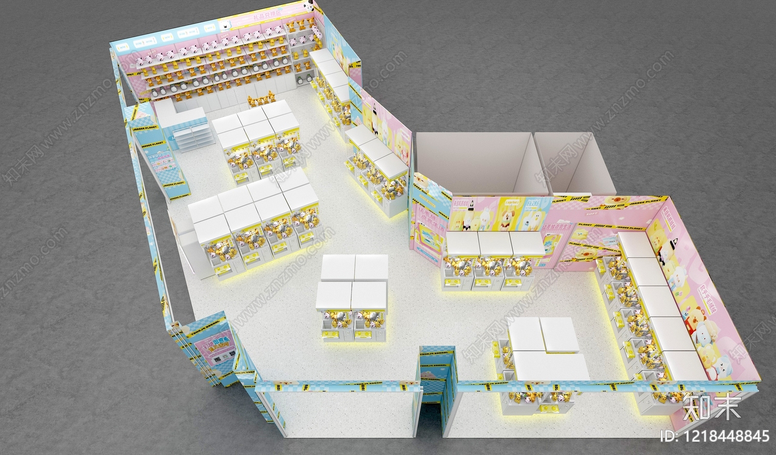 奶油风玩具礼品店3D模型渲染效果图