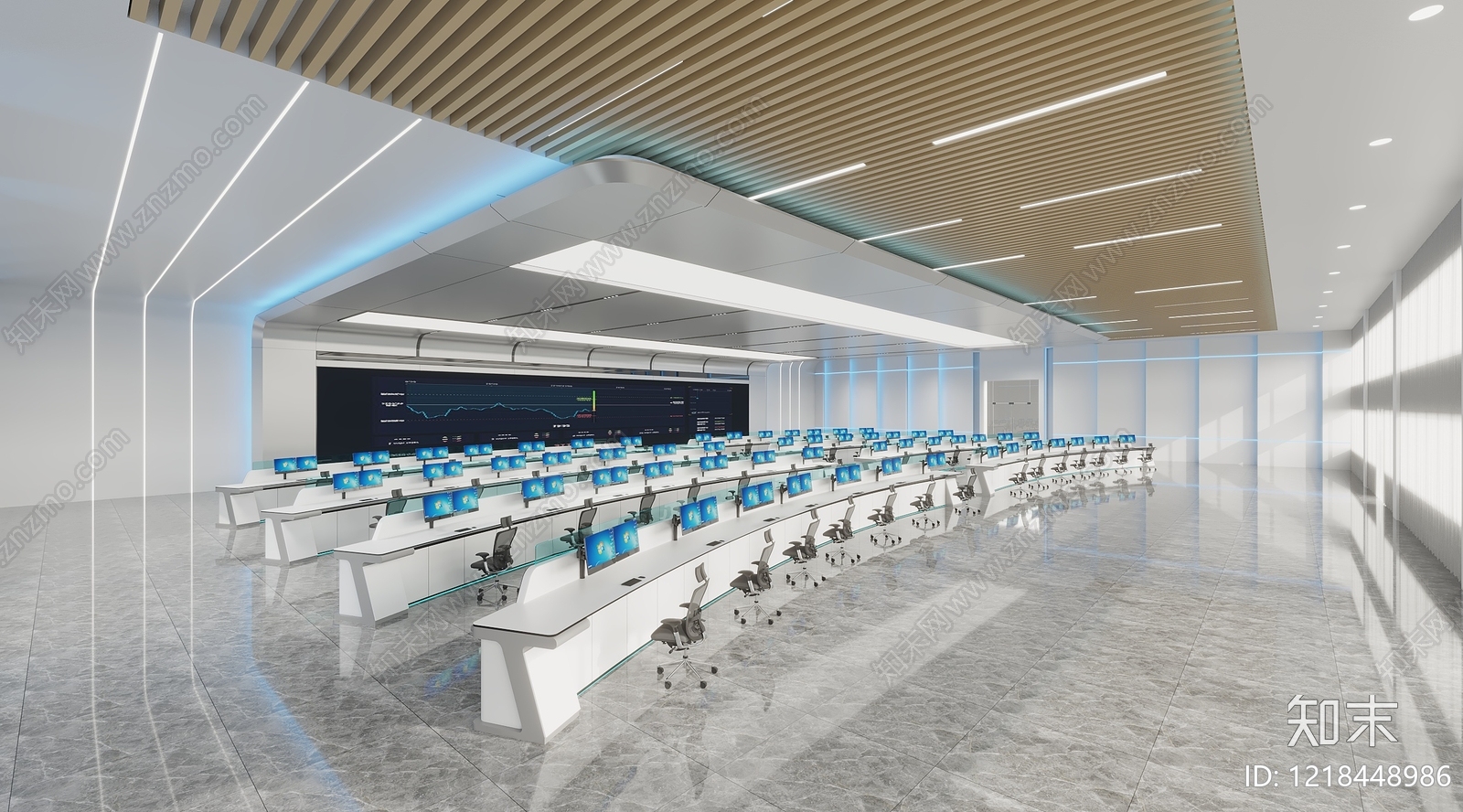 现代极简指挥中心3D模型渲染效果图