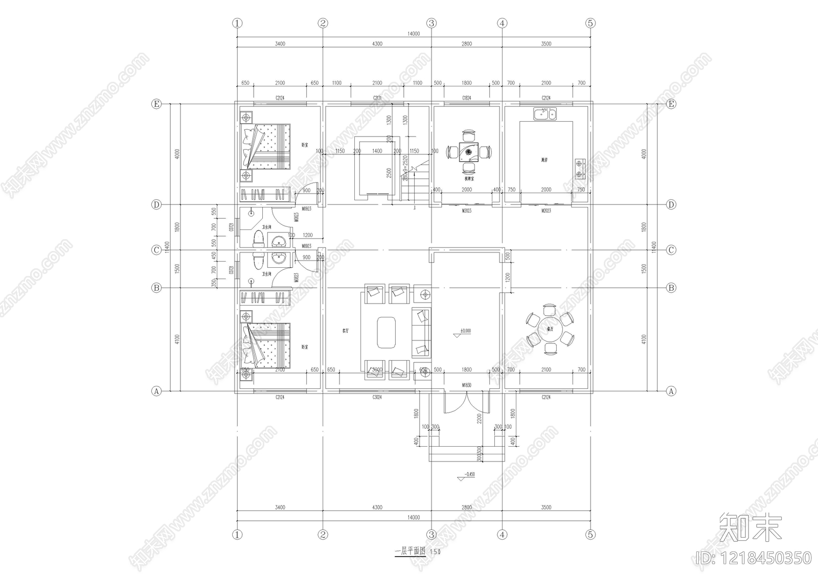 别墅建筑cad施工图下载【ID:1218450350】