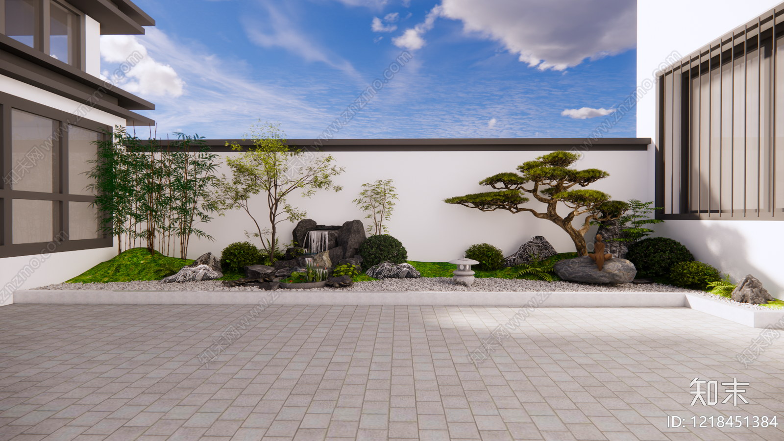 新中式别墅庭院SU模型下载【ID:1218451384】