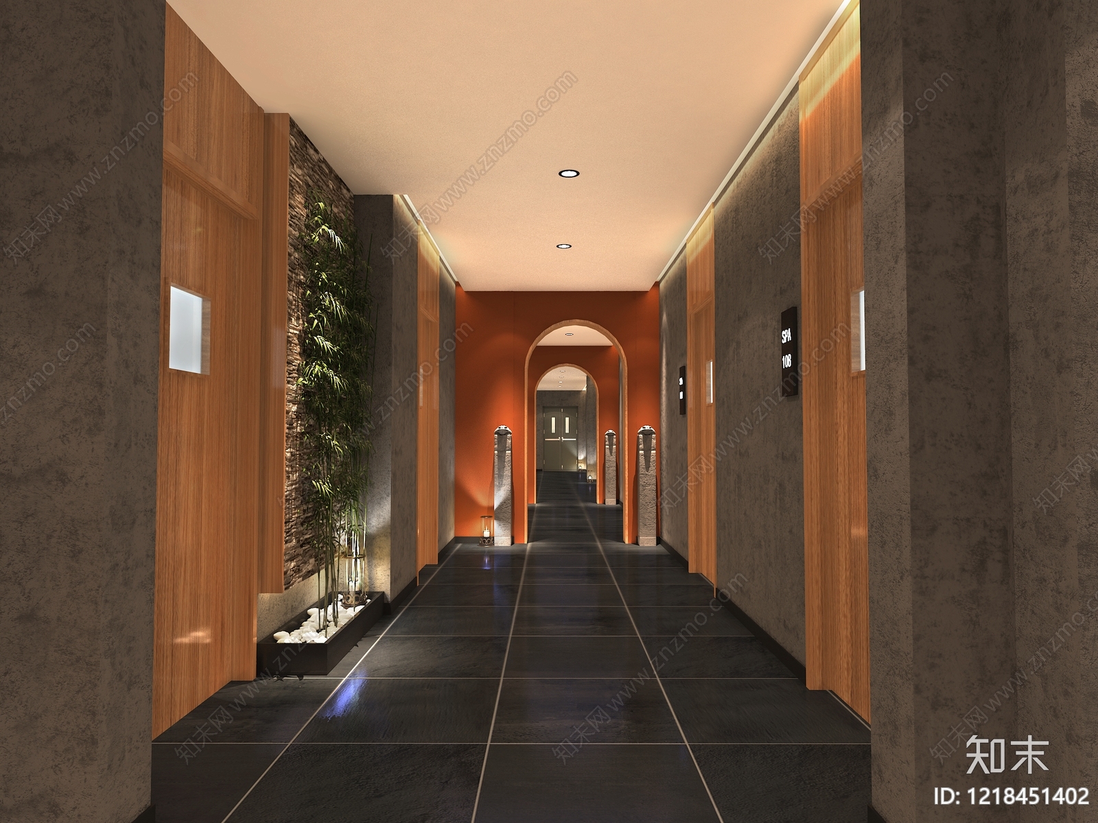 新中式酒店走廊3D模型下载【ID:1218451402】