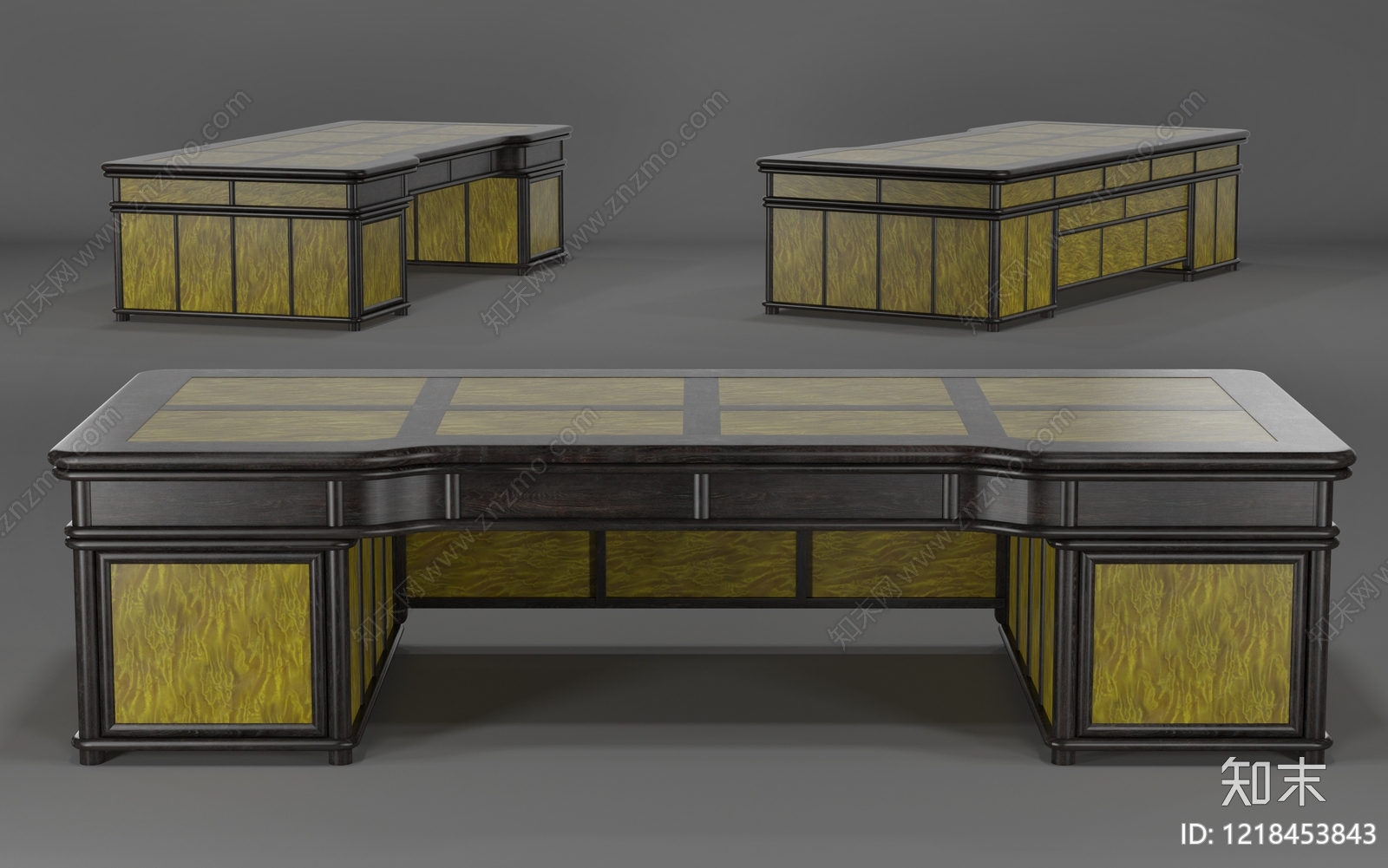 新中式办公桌3D模型下载【ID:1218453843】