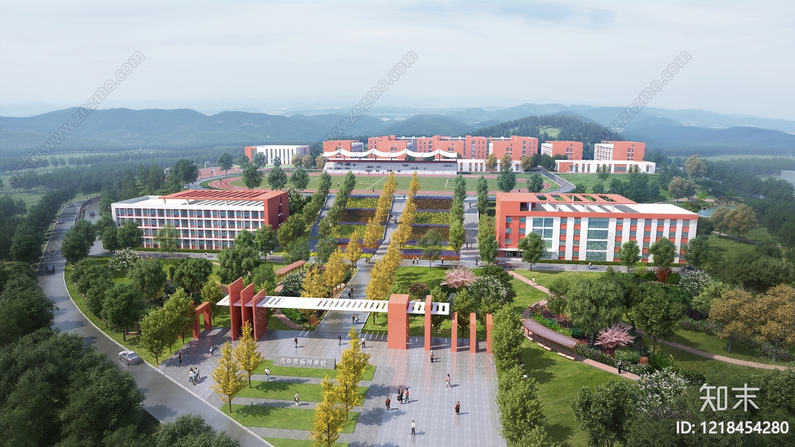 现代主义学校外观3D模型下载【ID:1218454280】