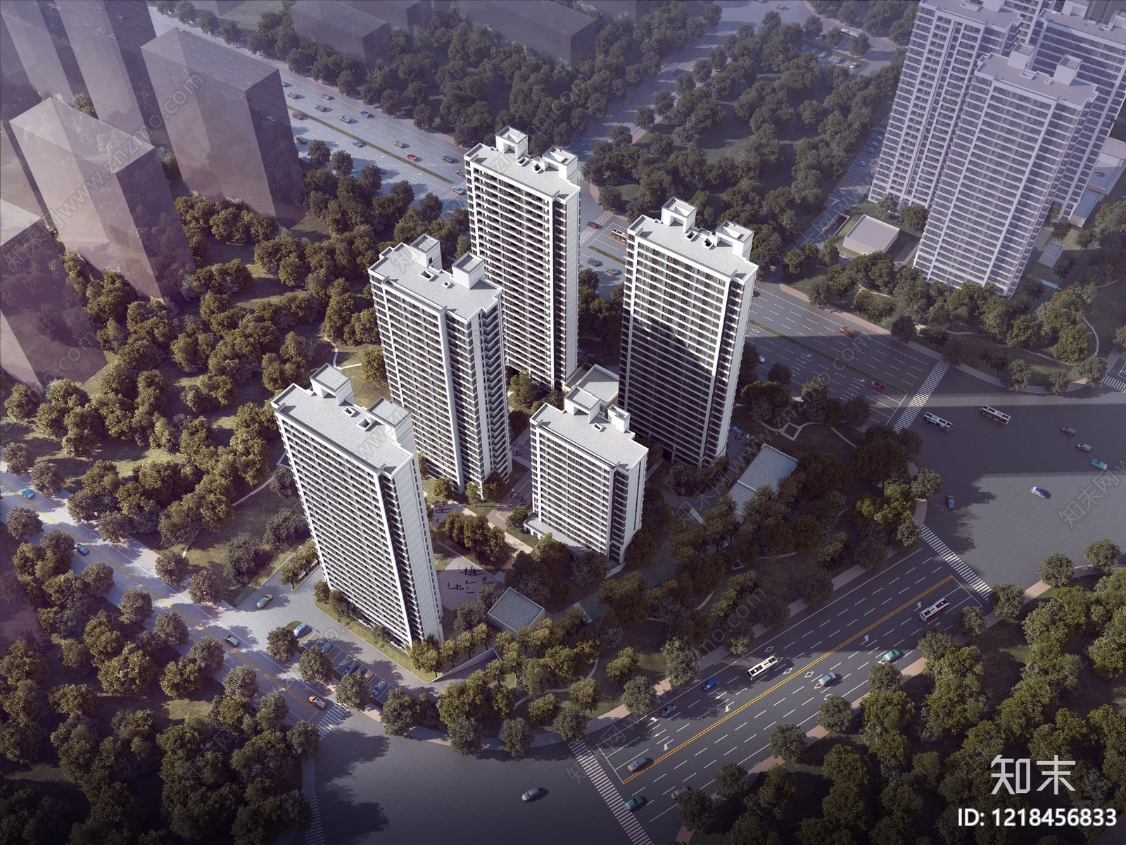 现代简约小高层住宅楼SU模型下载【ID:1218456833】