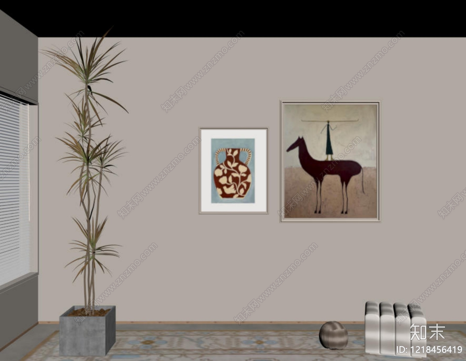 奶油风挂画3D模型下载【ID:1218456419】
