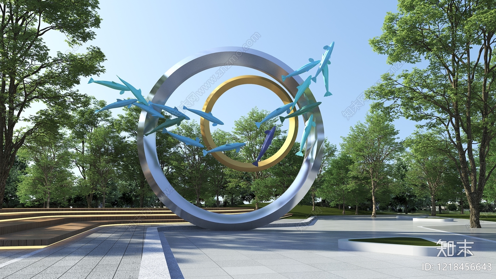 现代主义景观雕塑3D模型下载【ID:1218456643】