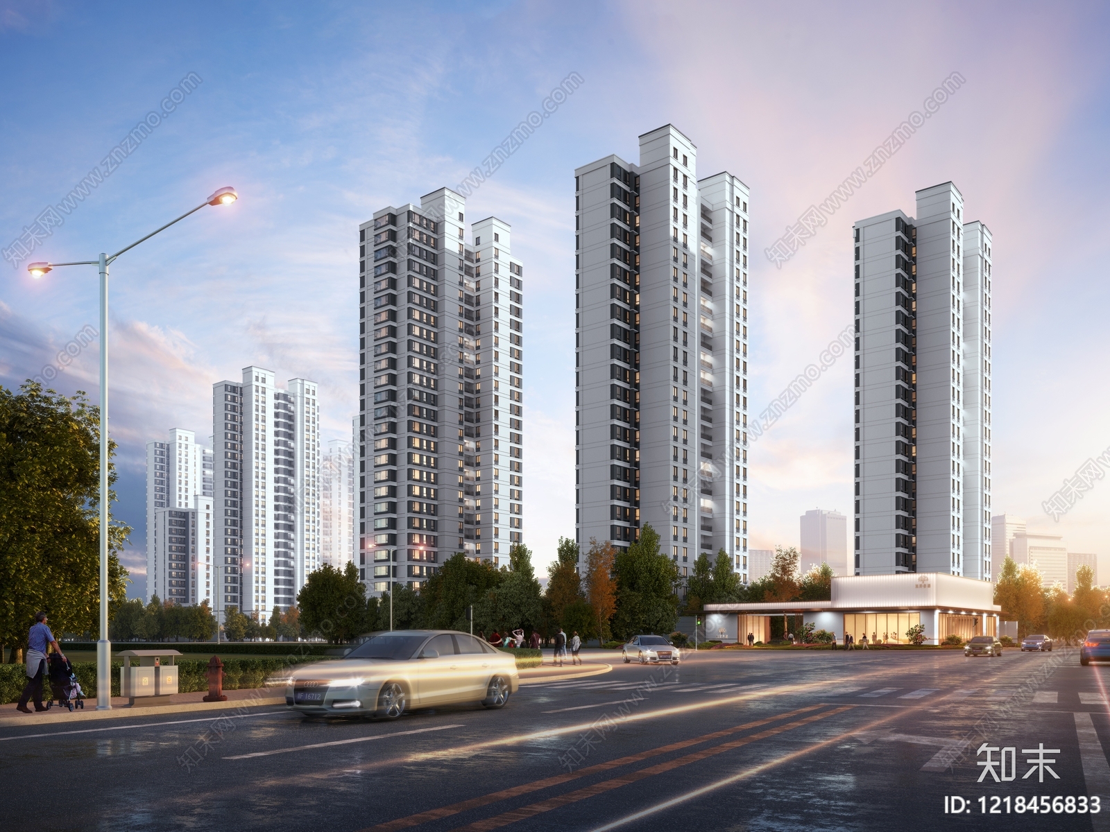 现代简约小高层住宅楼SU模型下载【ID:1218456833】