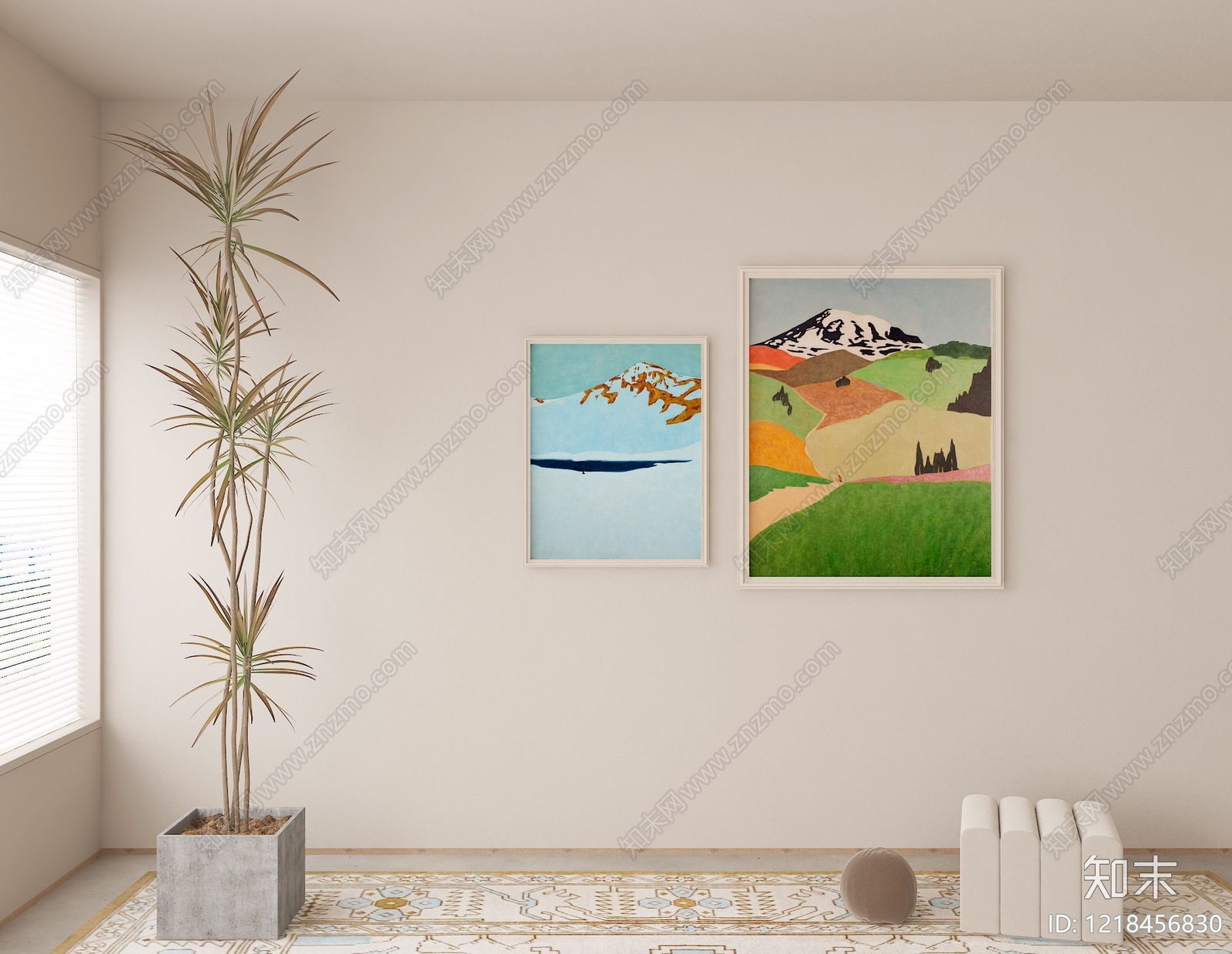 奶油风挂画3D模型下载【ID:1218456830】