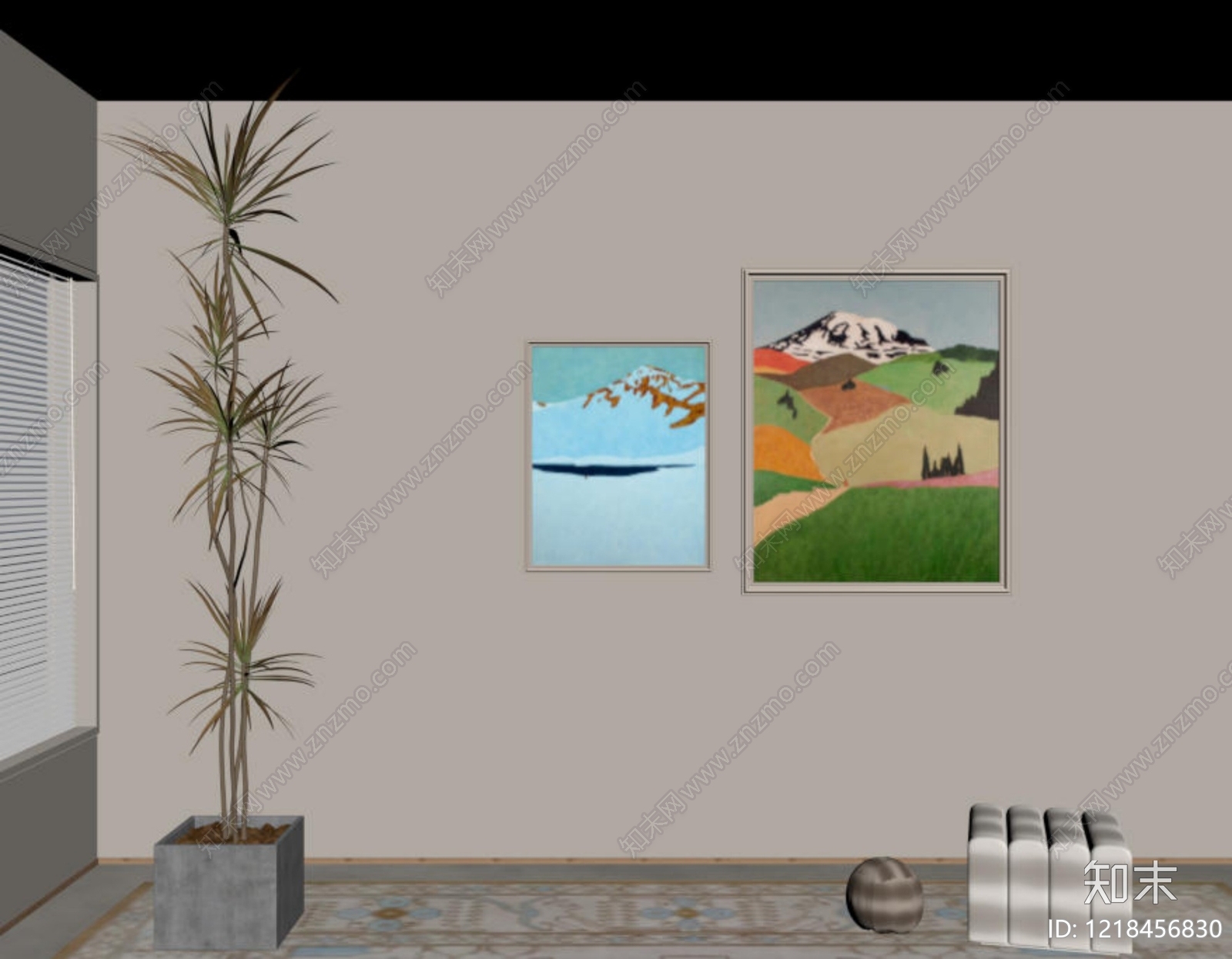 奶油风挂画3D模型下载【ID:1218456830】