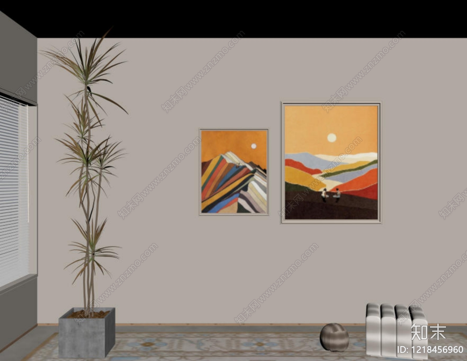 奶油风挂画3D模型下载【ID:1218456960】