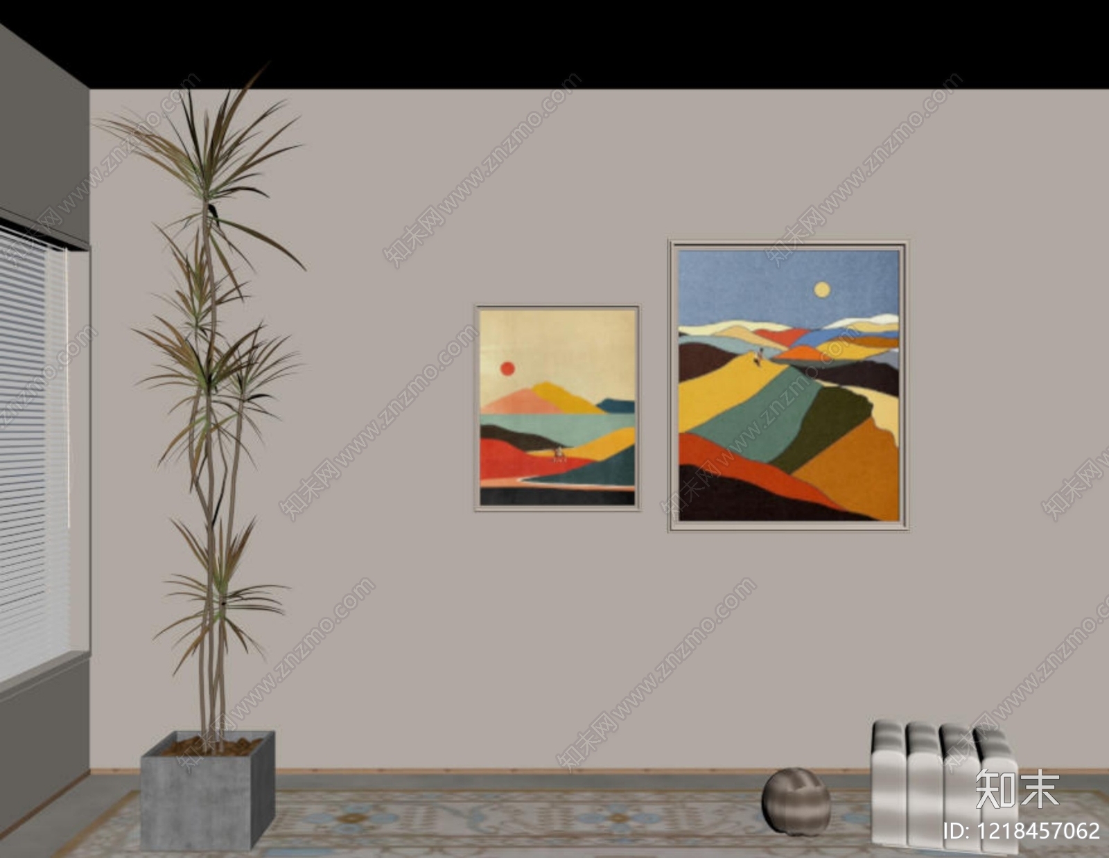 奶油风挂画3D模型下载【ID:1218457062】