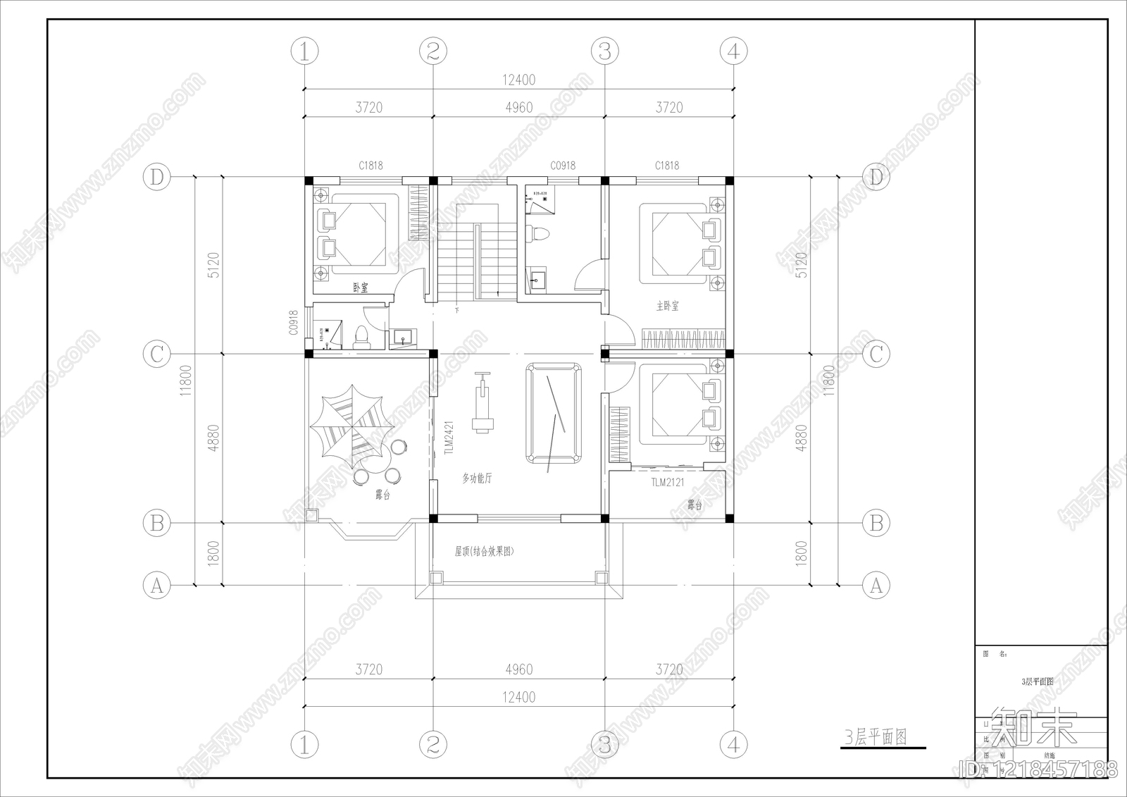 别墅建筑cad施工图下载【ID:1218457188】