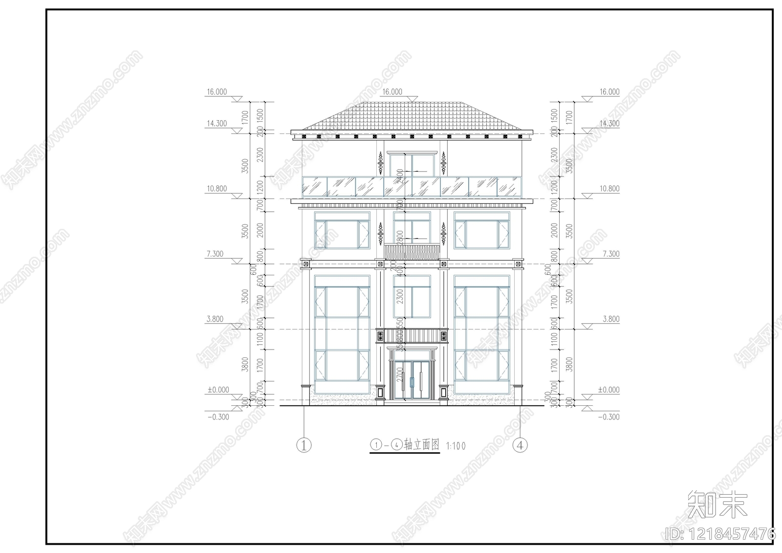 别墅建筑cad施工图下载【ID:1218457476】